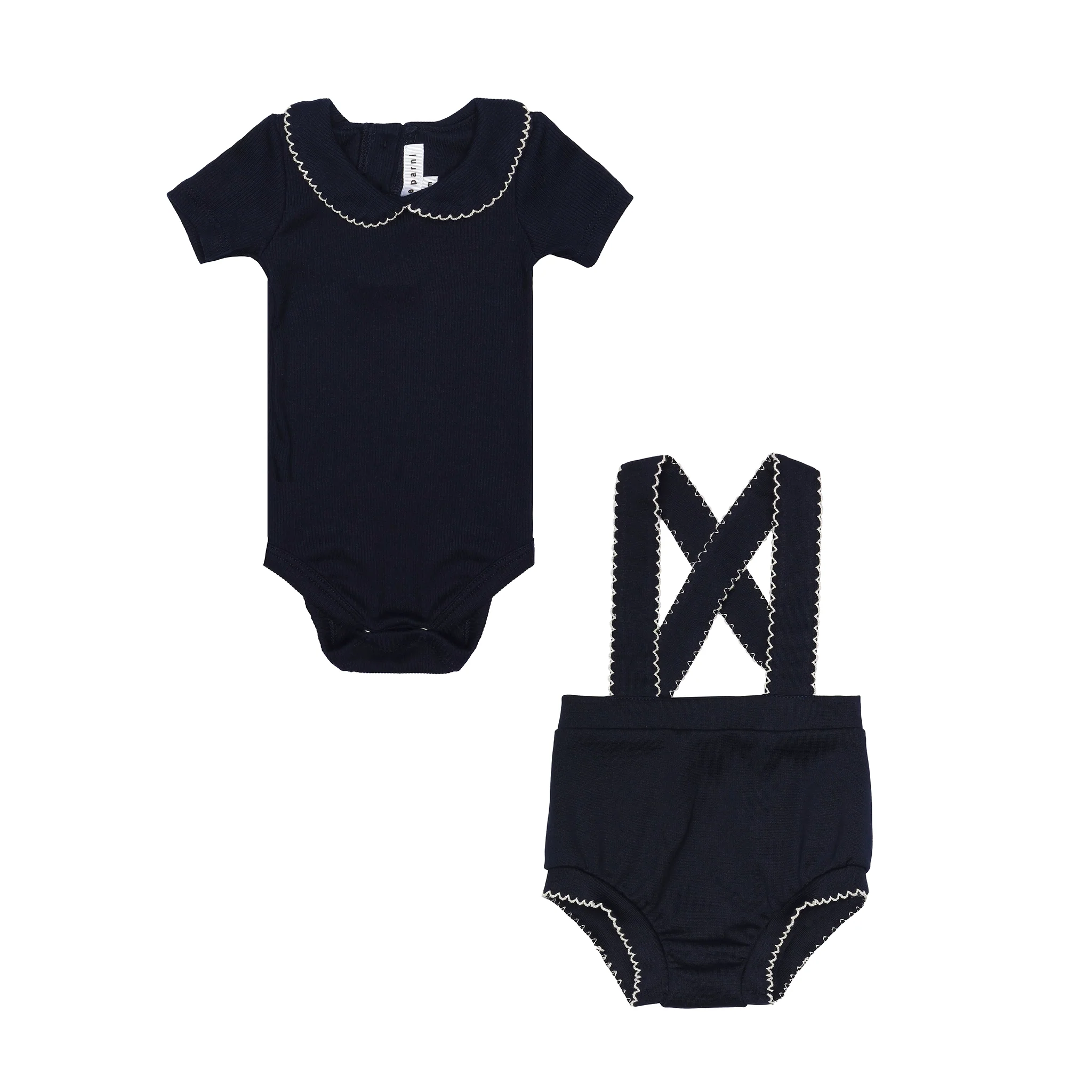 Little Parni Milano Baby Set- Navy Bloomers With Suspenders