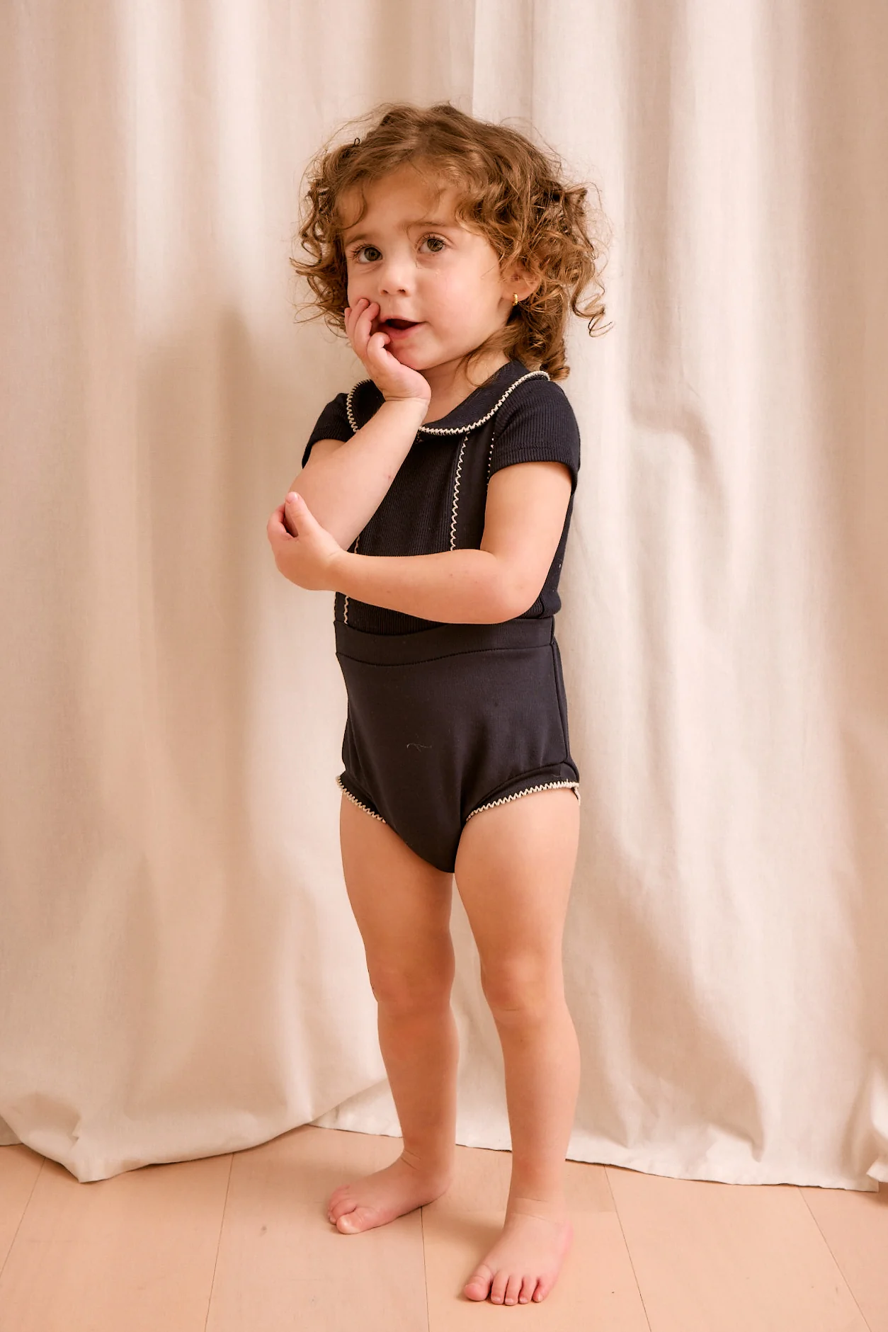 Little Parni Milano Baby Set- Navy Bloomers With Suspenders - Image 2