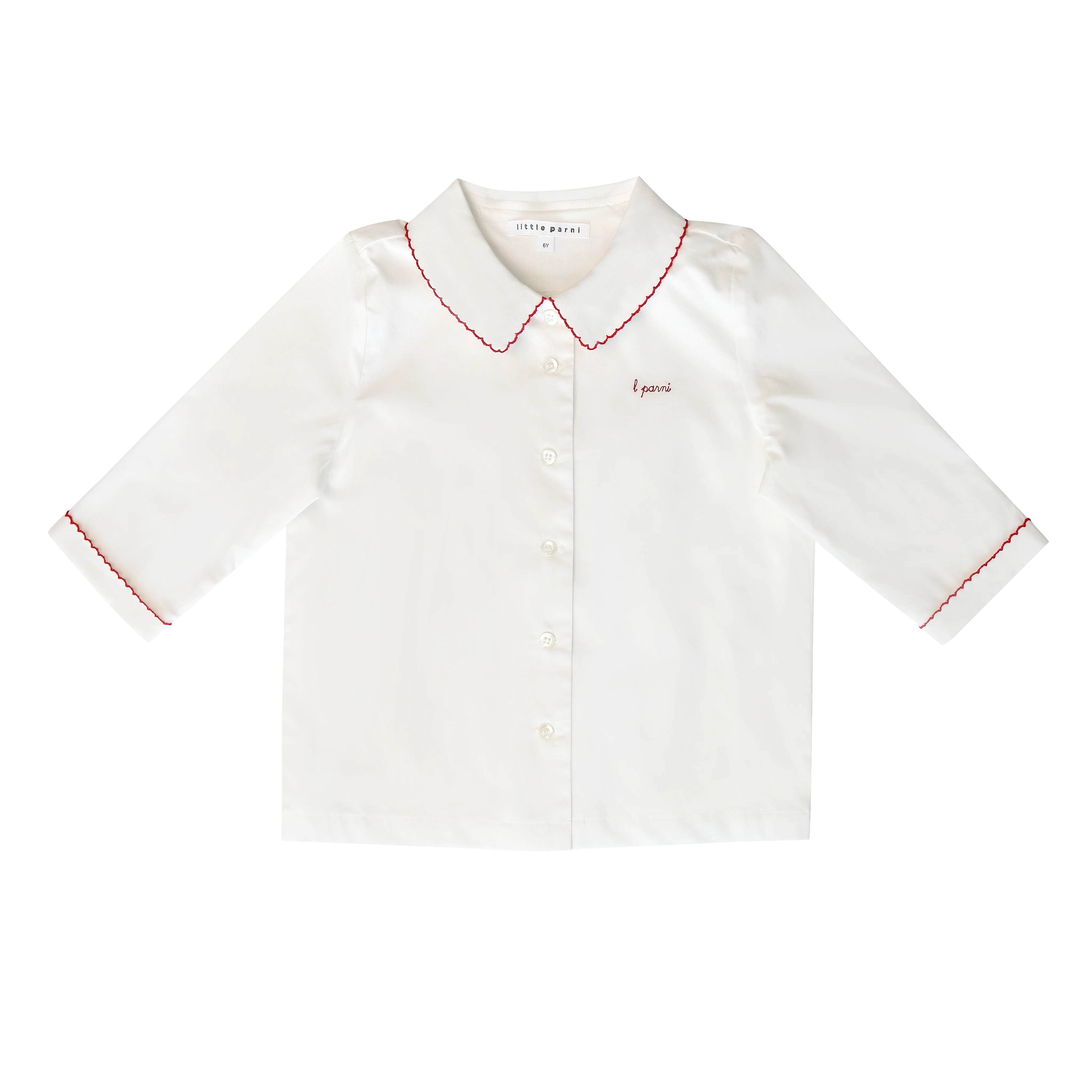 Little Parni Pico Signature Shirt And Smocking Skirt (K642 & K643) - White - Image 2