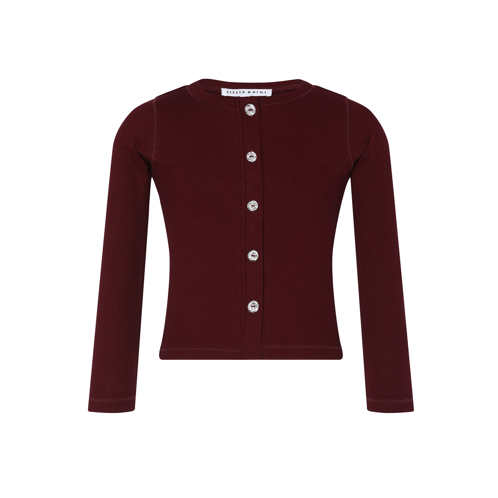 Little Parni Rhinestone Cardigan (K545) - Burgundy - Image 2