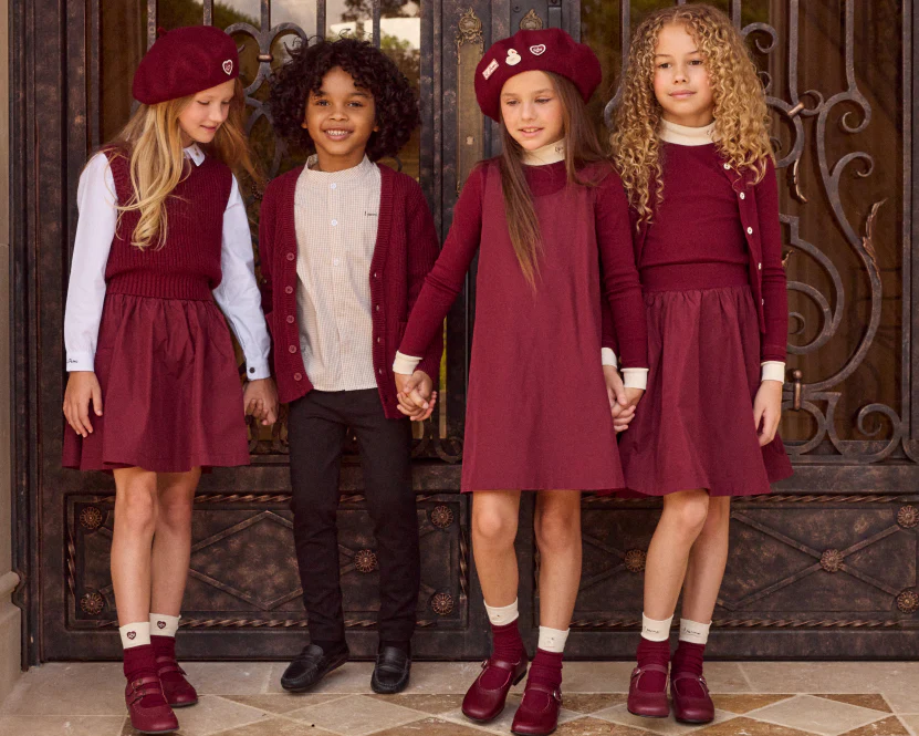 Little Parni Rhinestone Cardigan (K545) - Burgundy - Image 3