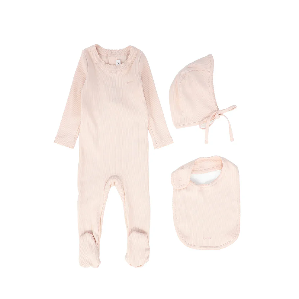 Little Parni Ribbed Pico Gift Box Layette Set (K551) - Pink