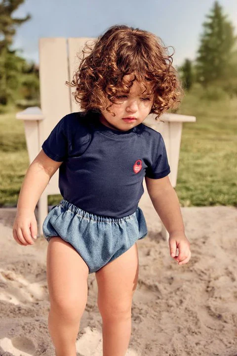 Little Parni Short Sleeve Heart Logo Tshirt K499 - Blue - Image 2