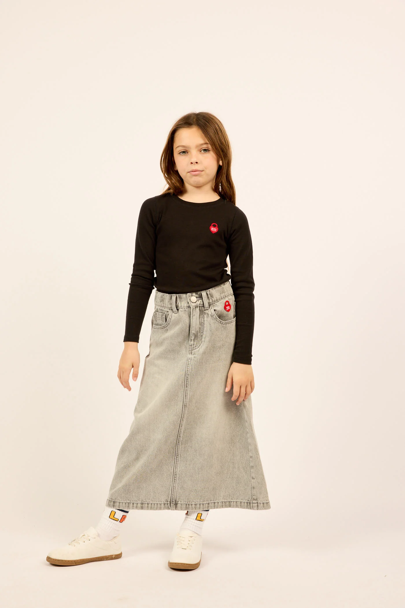 Little Parni Long Sleeve Heart Logo Tshirt K500 - Black - Image 2