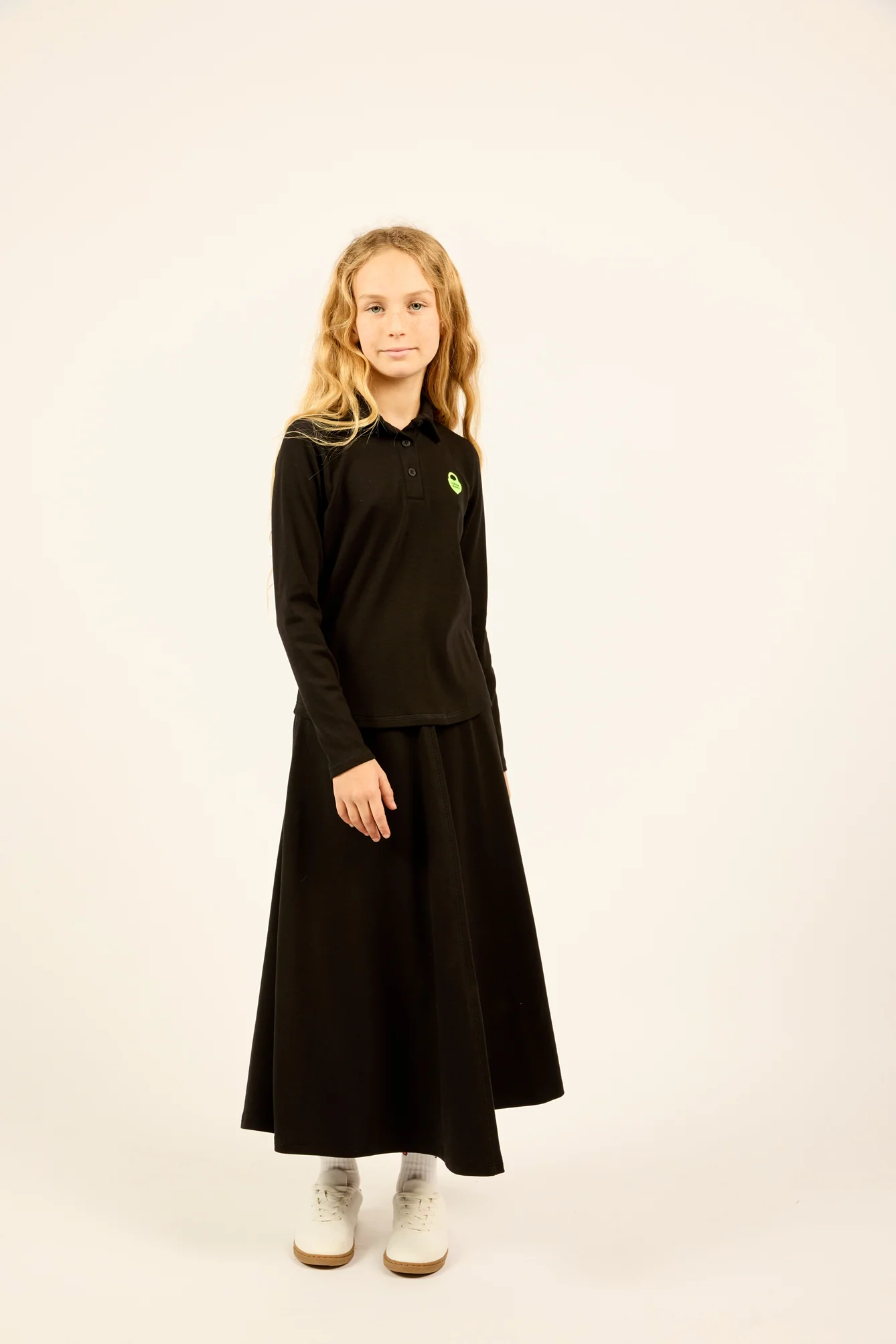 Little Parni Teen Neon Collar Heart Logo Tshirt K511 - Black