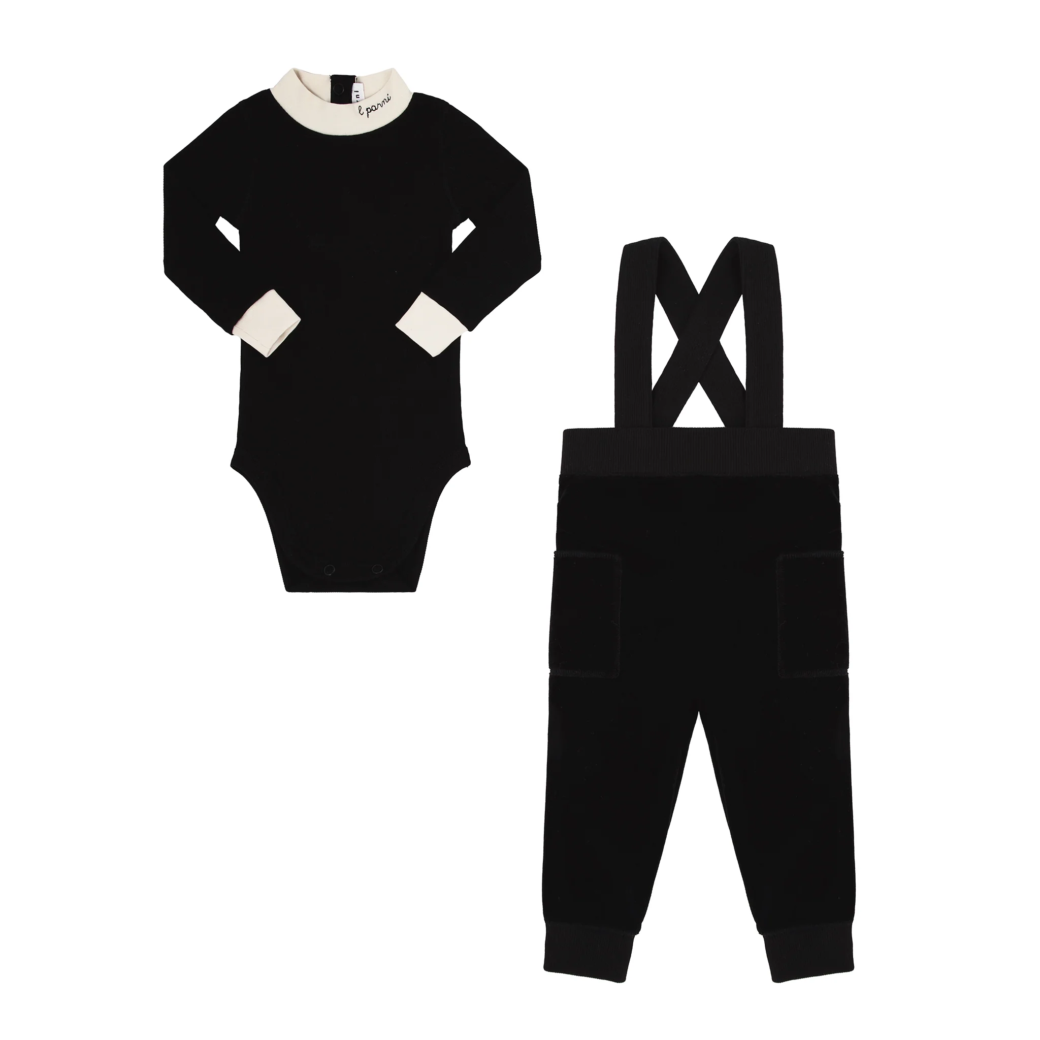 Little Parni Velour Overall Set (K567) - Black