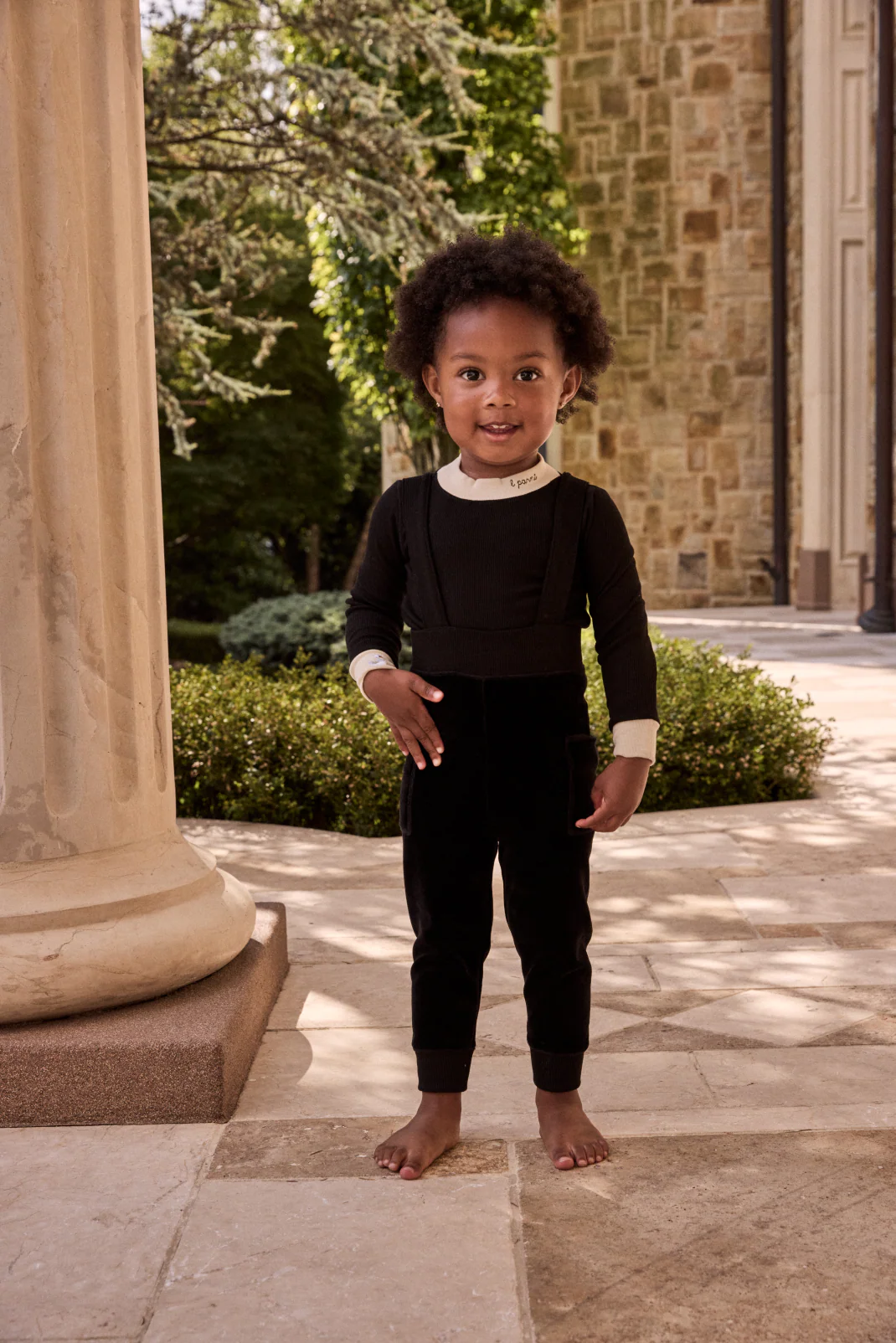 Little Parni Velour Overall Set (K567) - Black - Image 2