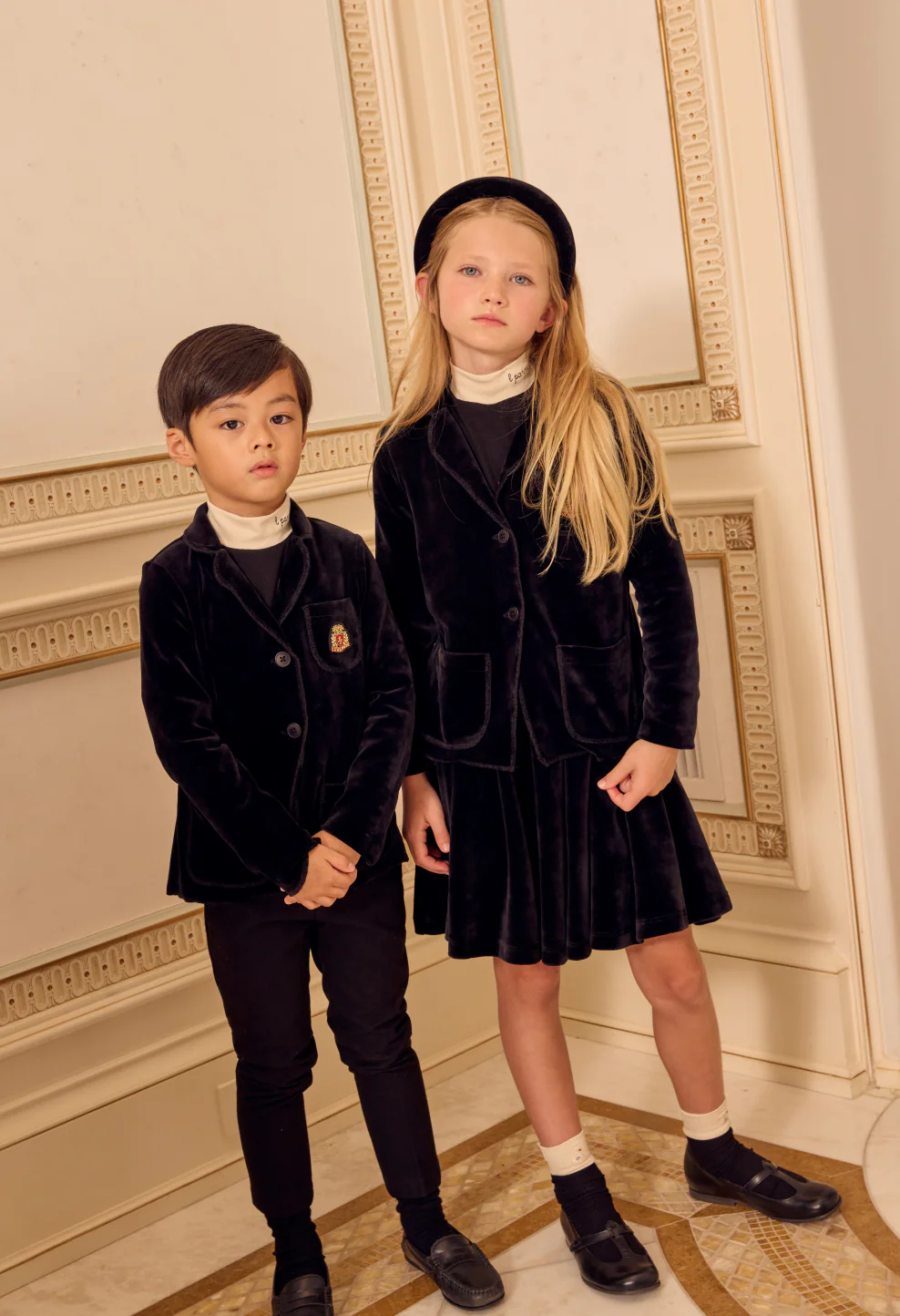 Little Parni Velour Pleated Skirt (K542) - Black - Image 5