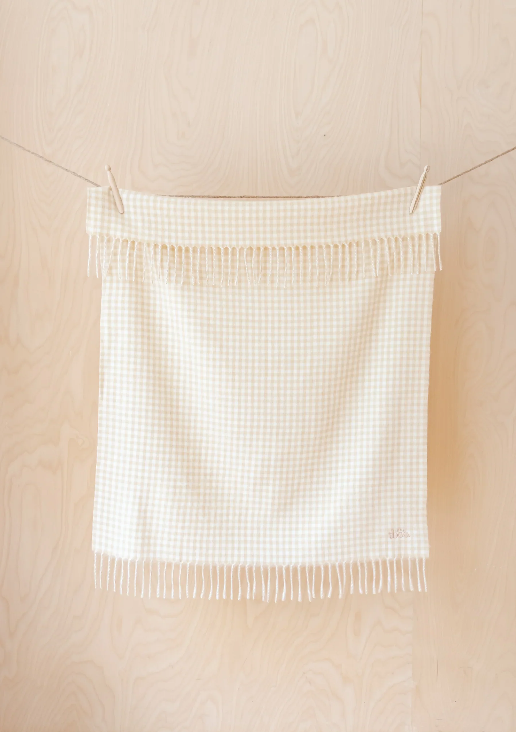 Little TBCO Lambswool Baby Blanket - Oatmeal Gingham