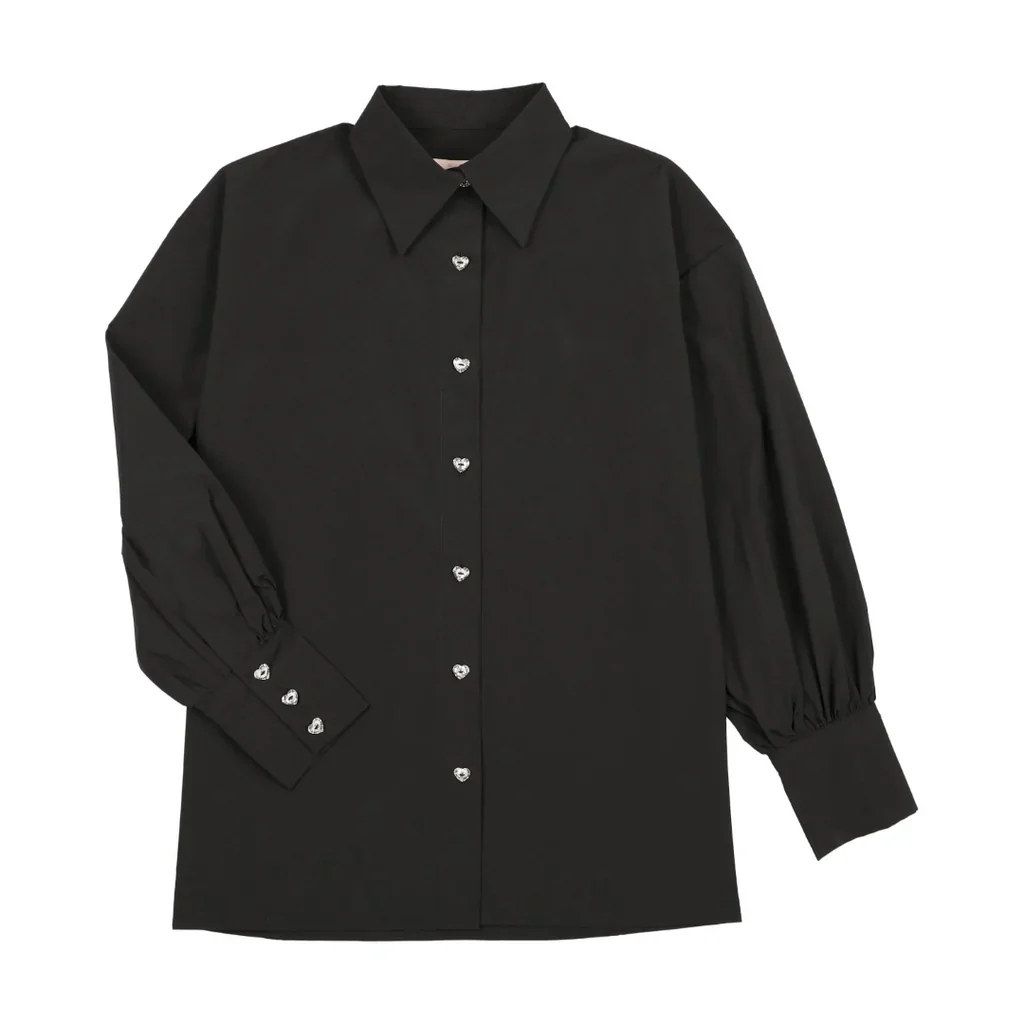 Little Tempest Black Teens Buttoned Taffeta Maxi Shirt and Skirt Set - Image 2
