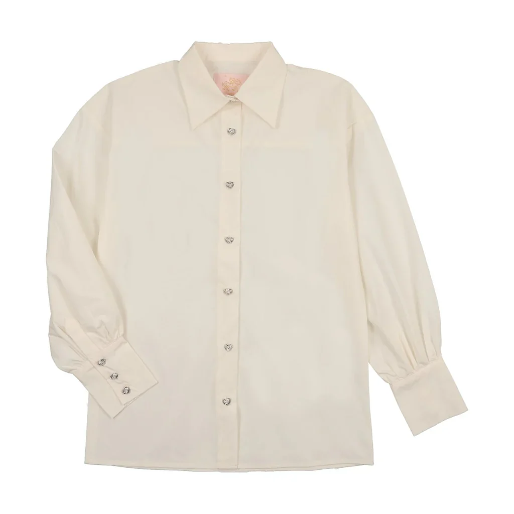 Little Tempest Cream Teens Buttoned Taffeta Maxi Shirt and Skirt Set - Image 2