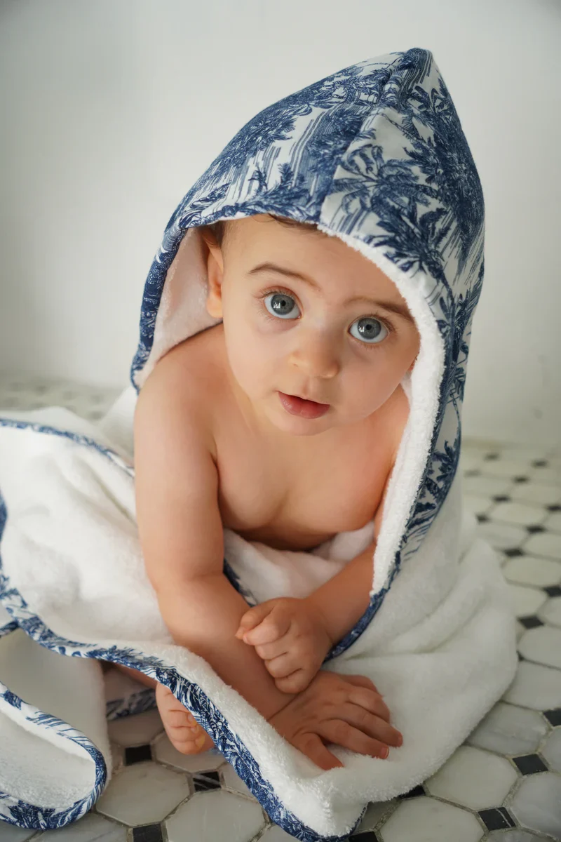 Little Threads Blue Toile Hooded Towel