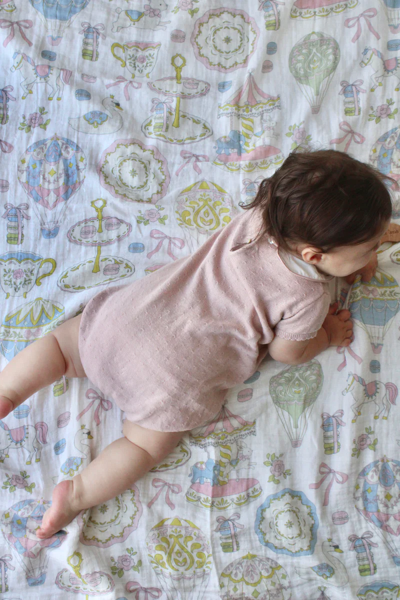 Little Threads Dreamy Carousel Muslin Blanket