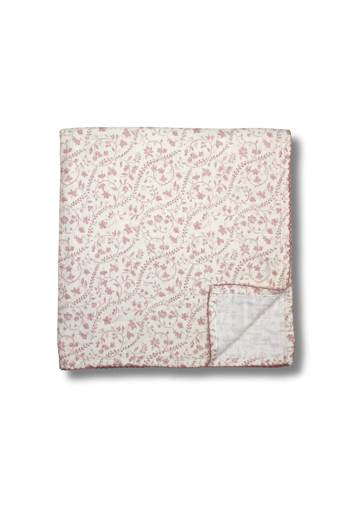 Little Threads Mauve Heirloom Vine Muslin Blanket - Image 3
