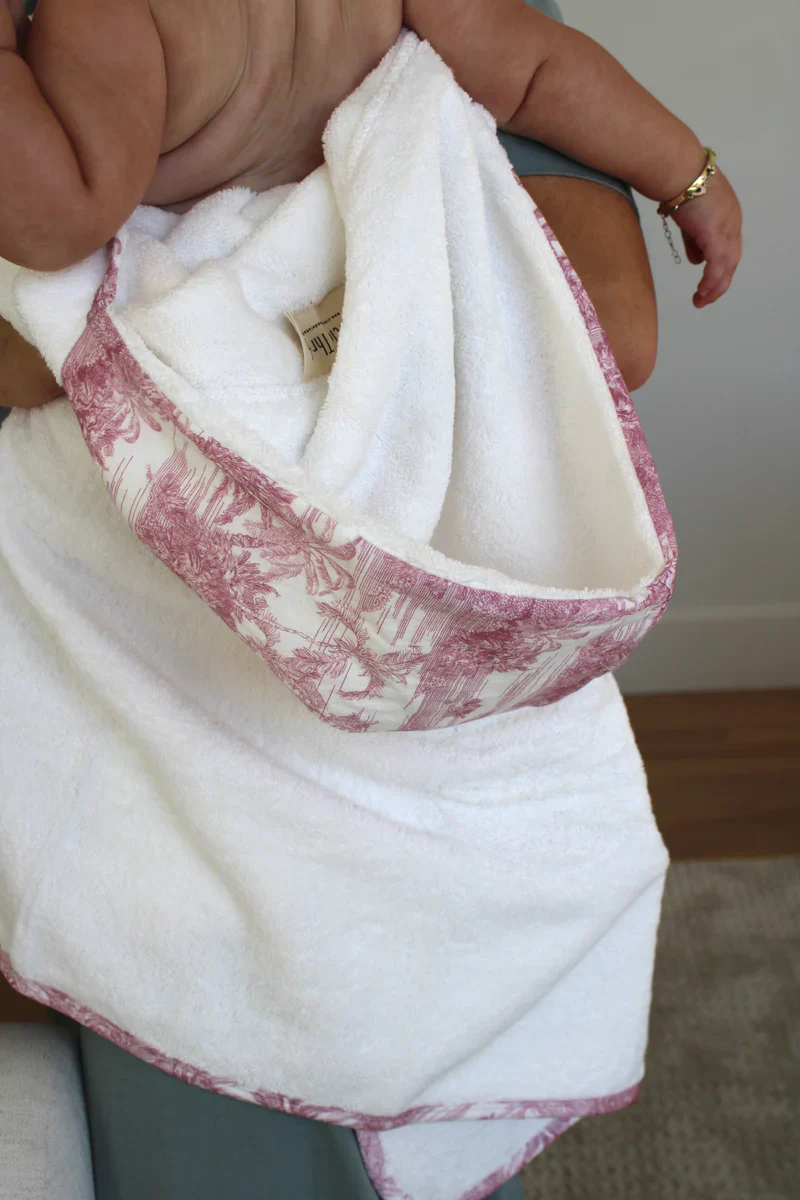 Little Threads Pink Toile Bath Towel - Image 2
