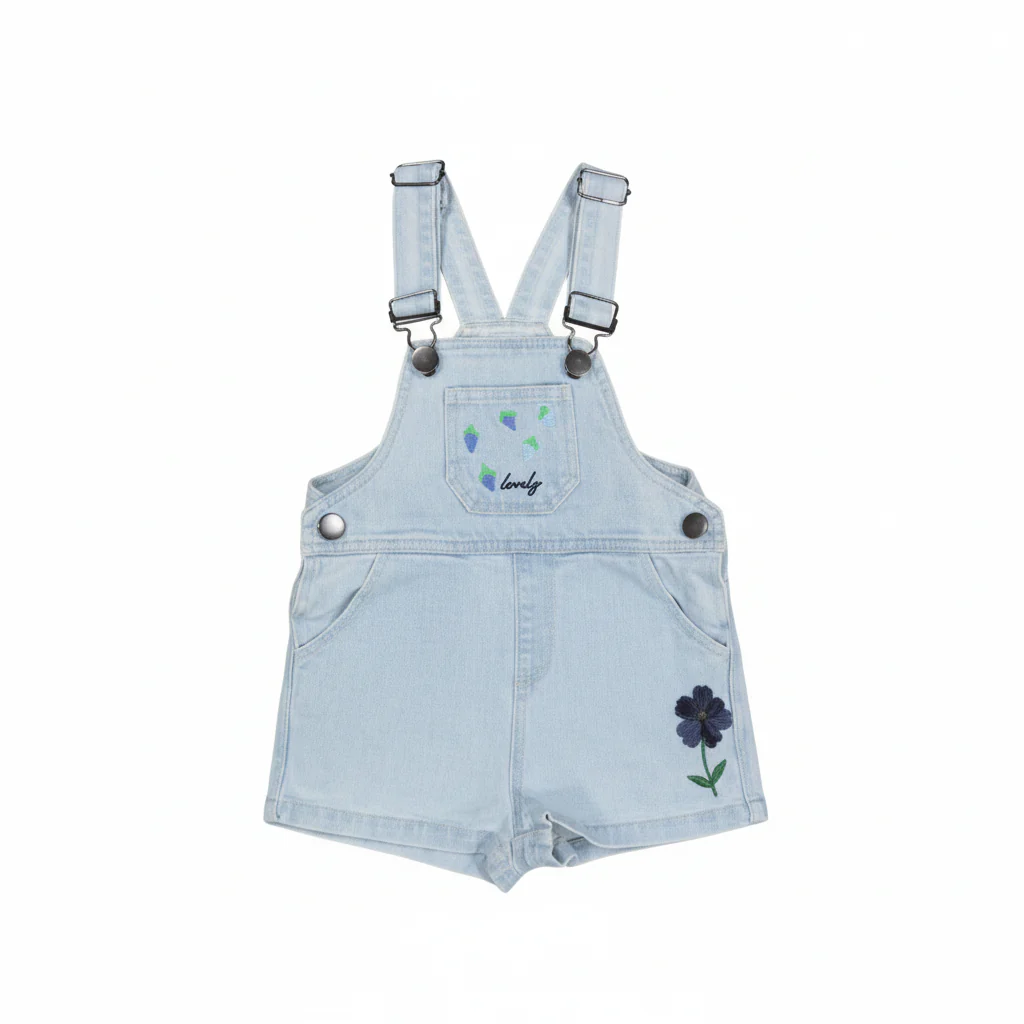 Lovely Littles Denim Short Overalls - Raspberry Blue
