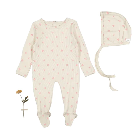 Lovely Littles Printed Footie And Bonnet - Darya Floral