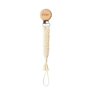 Macrame Braided Pacifier  Clip - Ivory Trim