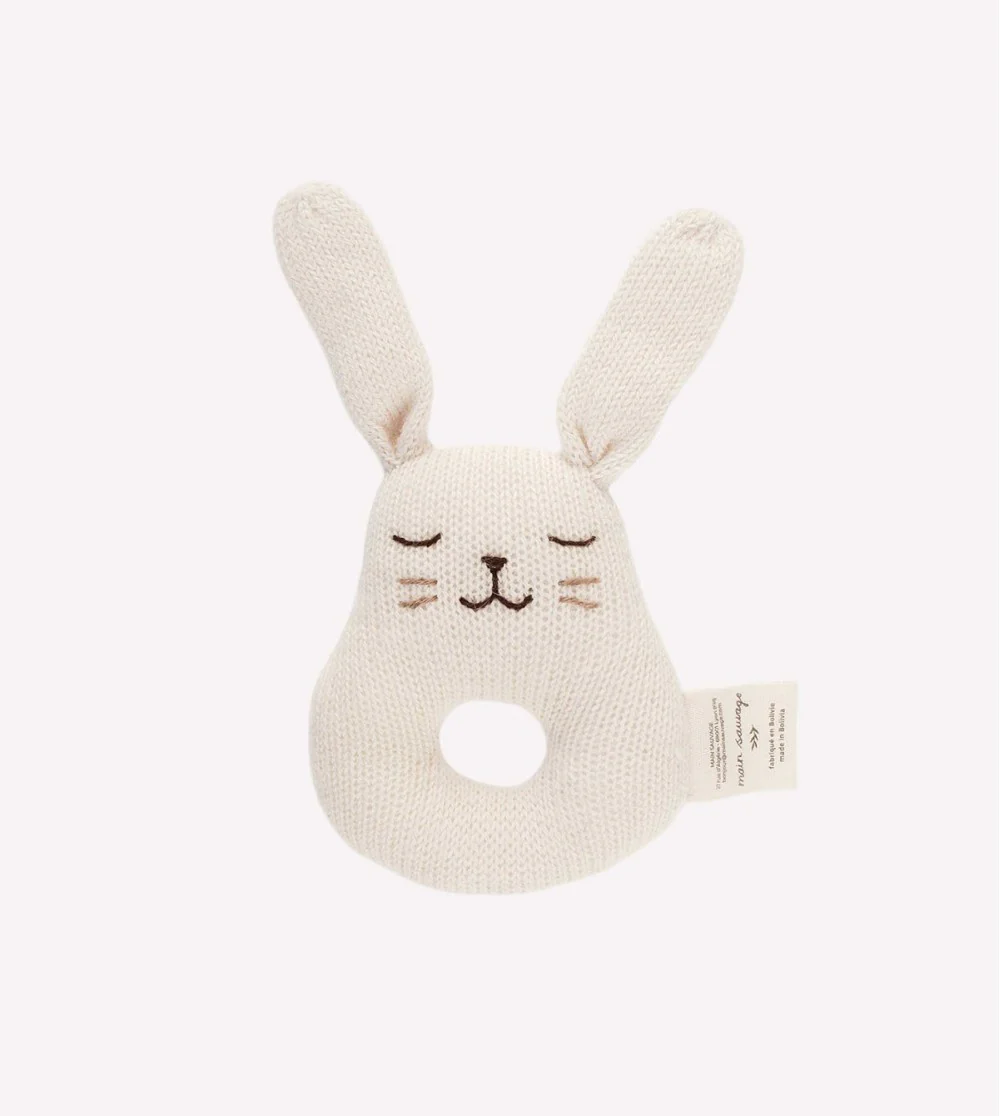 Main Sauvage Bunny Rattle - Ecru