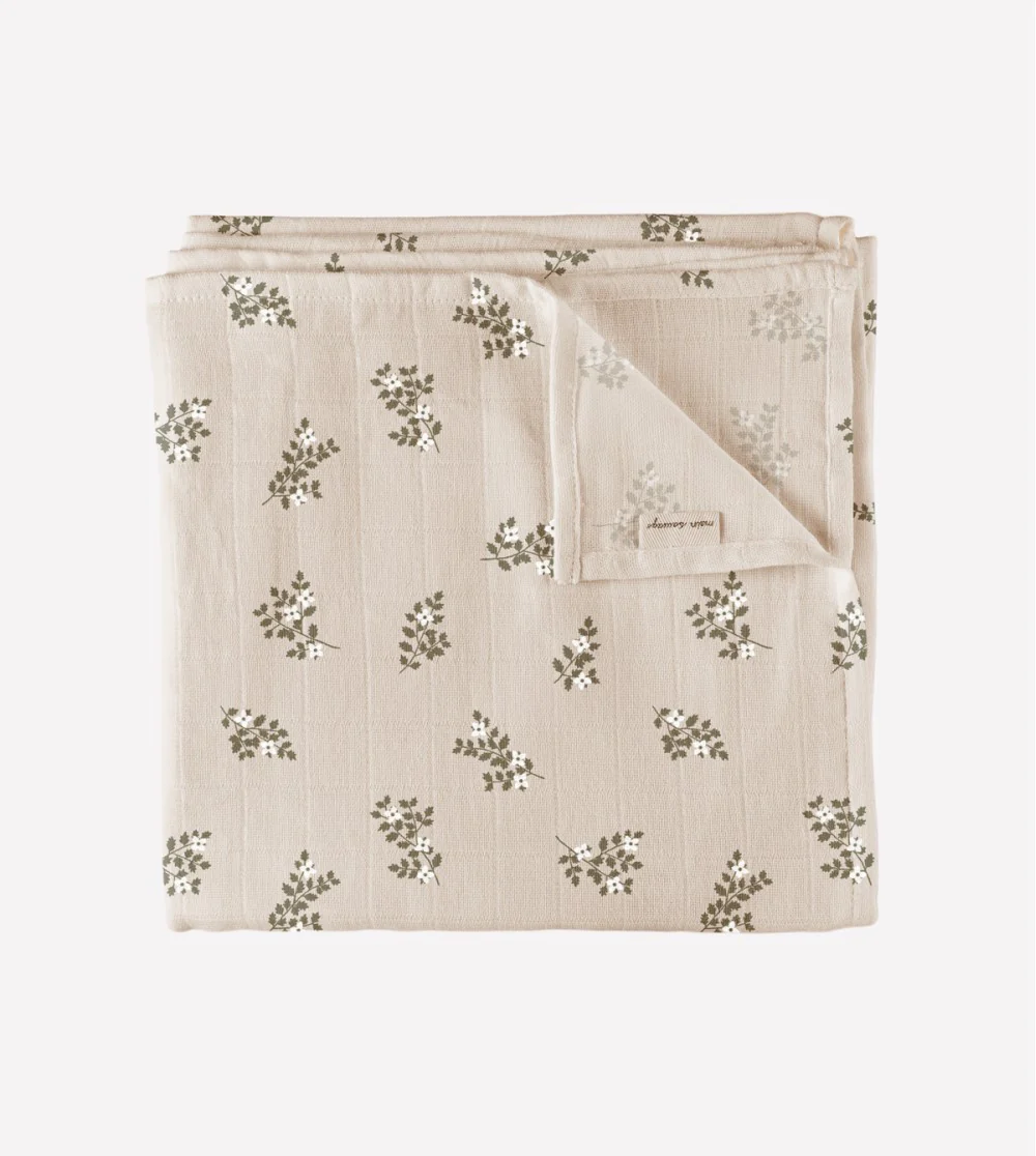 Main Sauvage Muslin Swaddle Blanket  - Holly Flowers