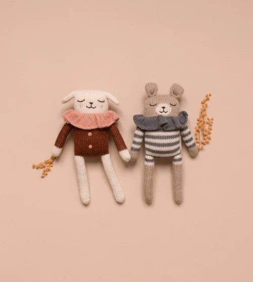 Main Sauvage Teddy Knit Toy - Slate Striped Romper - Image 2
