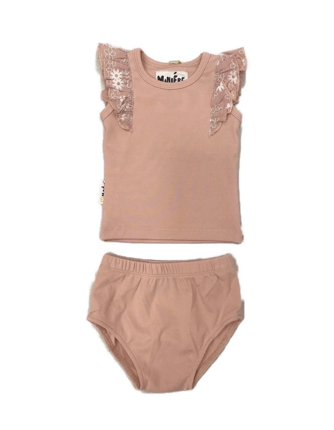 Mauve Shoulder Ruffle Short Set - Image 3