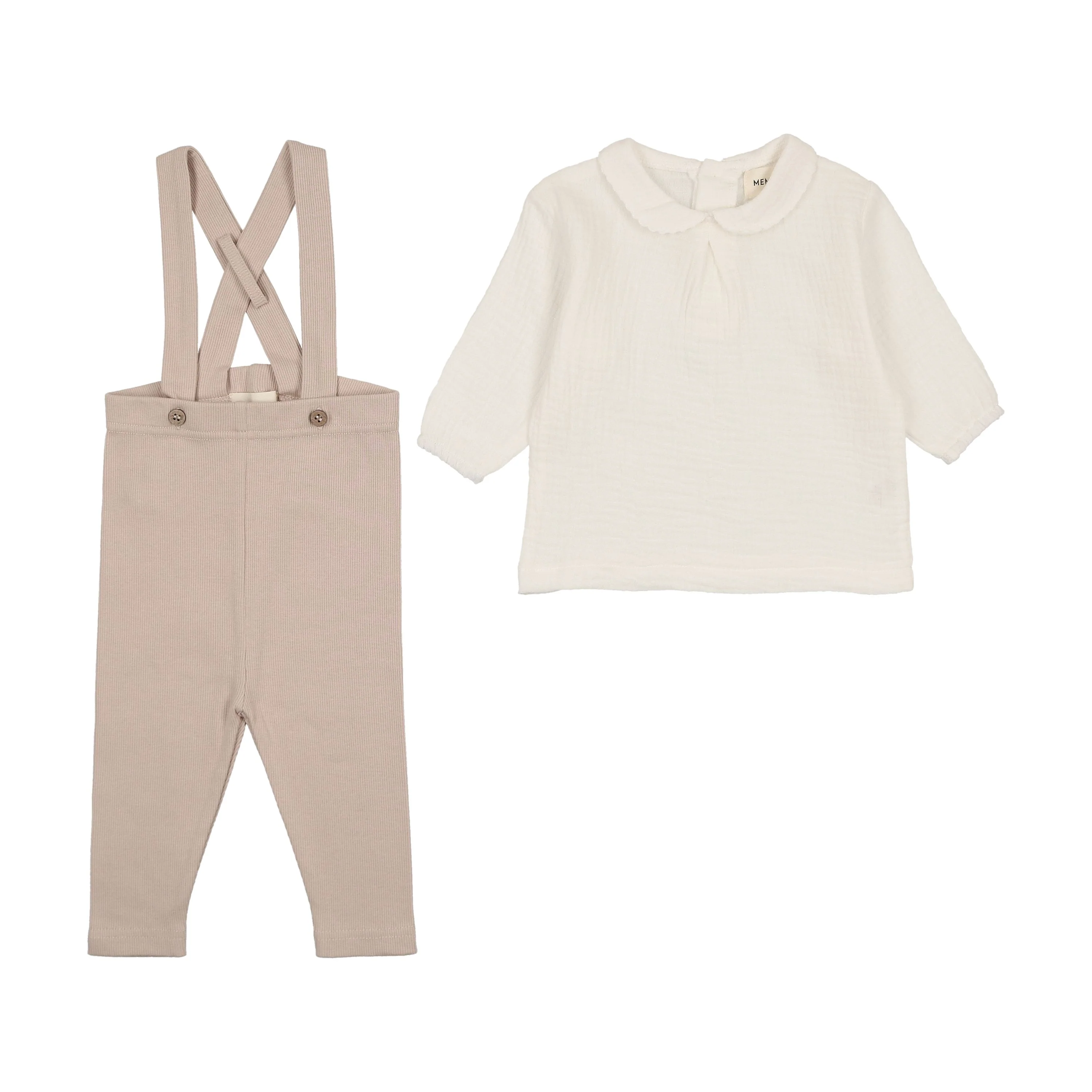 Mema Knits Baby Overall & Gauze Shirt - Rose