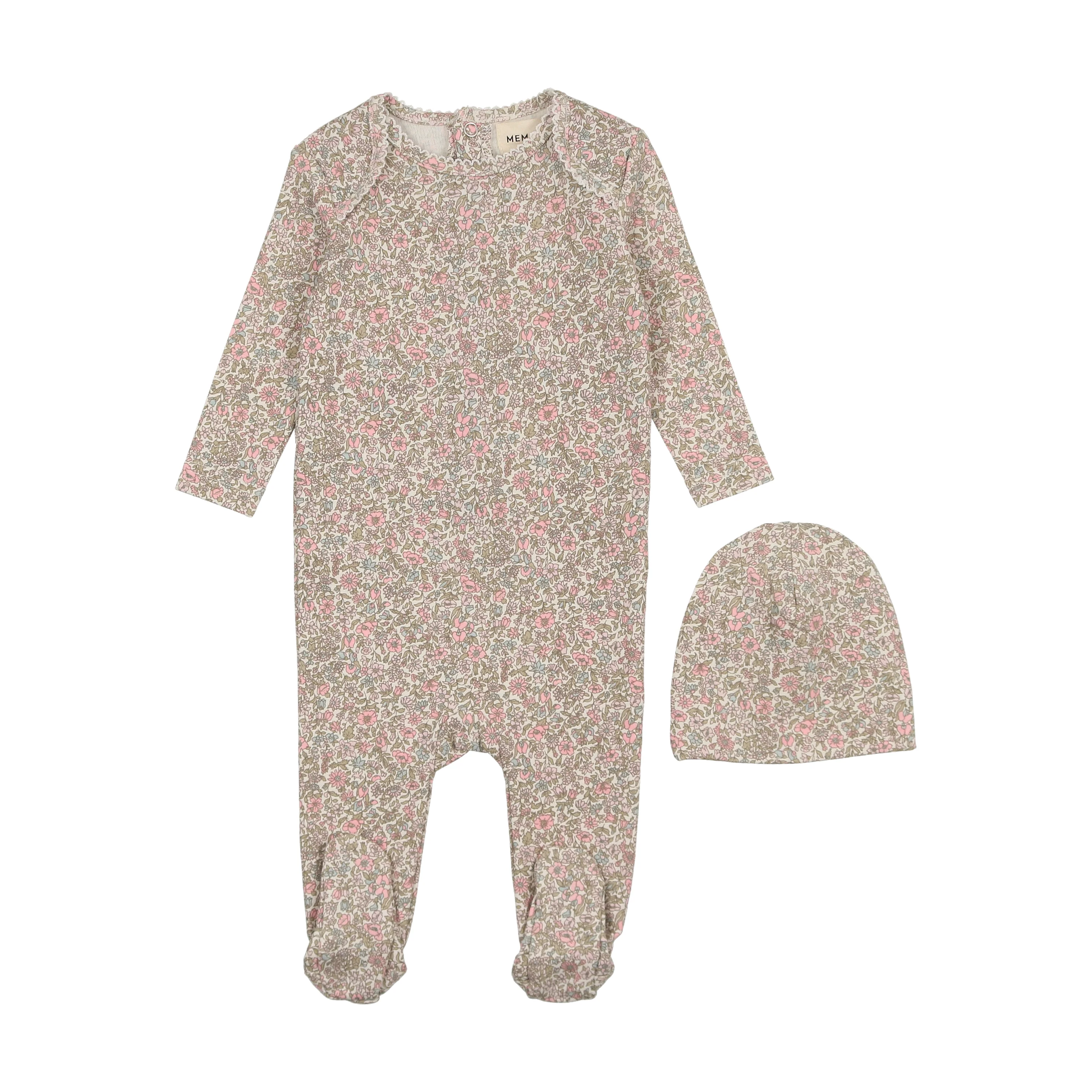 Mema Floral Liberty Print Footie & Beanie
