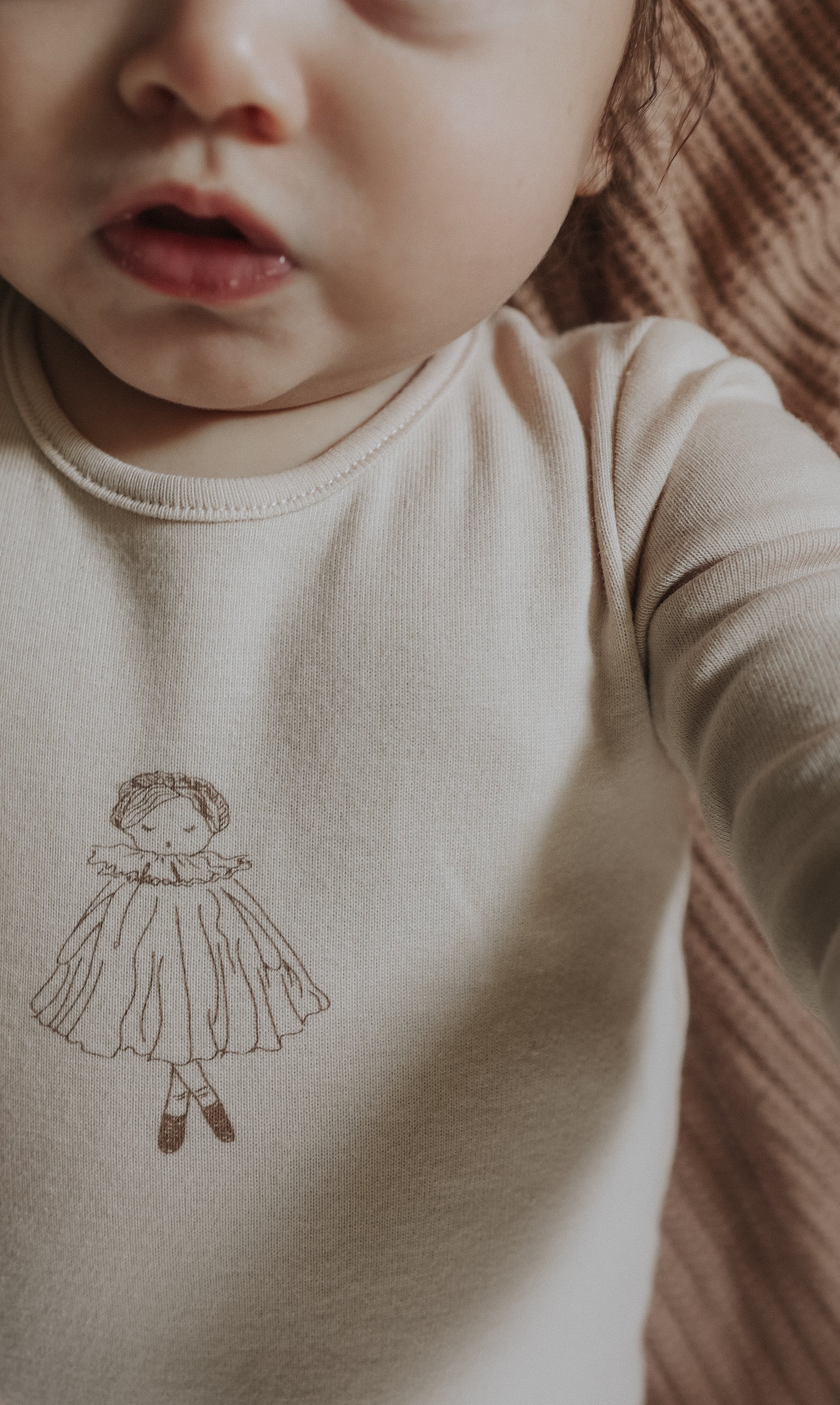 Mema Knits Doll Footie + Beanie - Pink Tint/Cream - Image 2