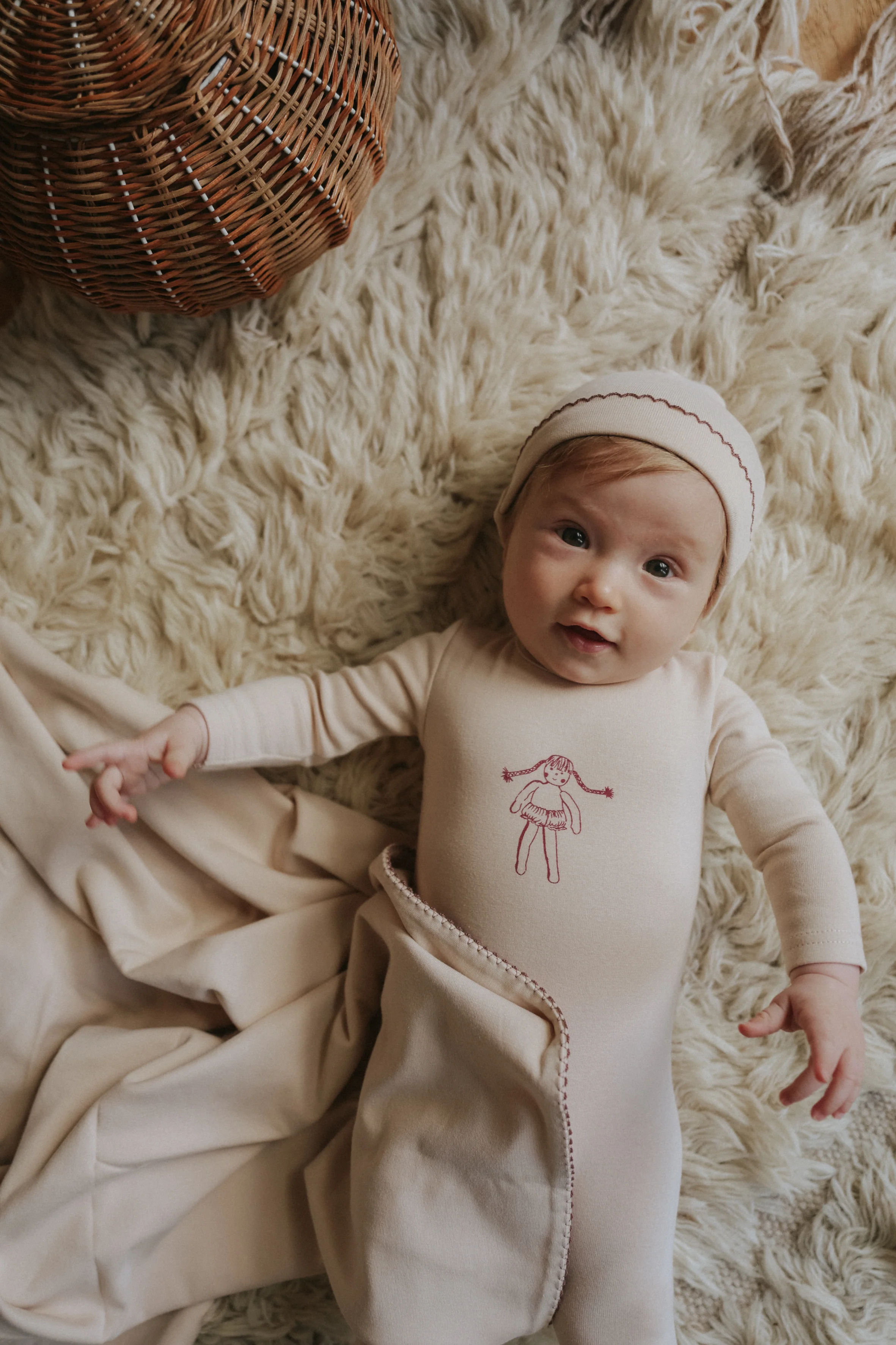 Mema Knits Doll Footie + Beanie - Petal - Image 2