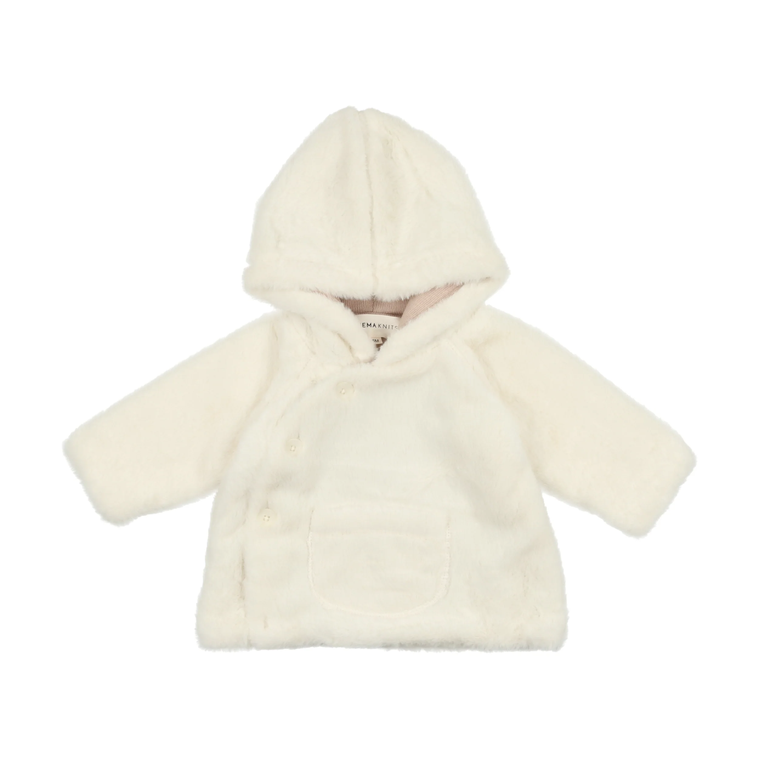 Mema Knits Fur Jacket+Beanie - Cream