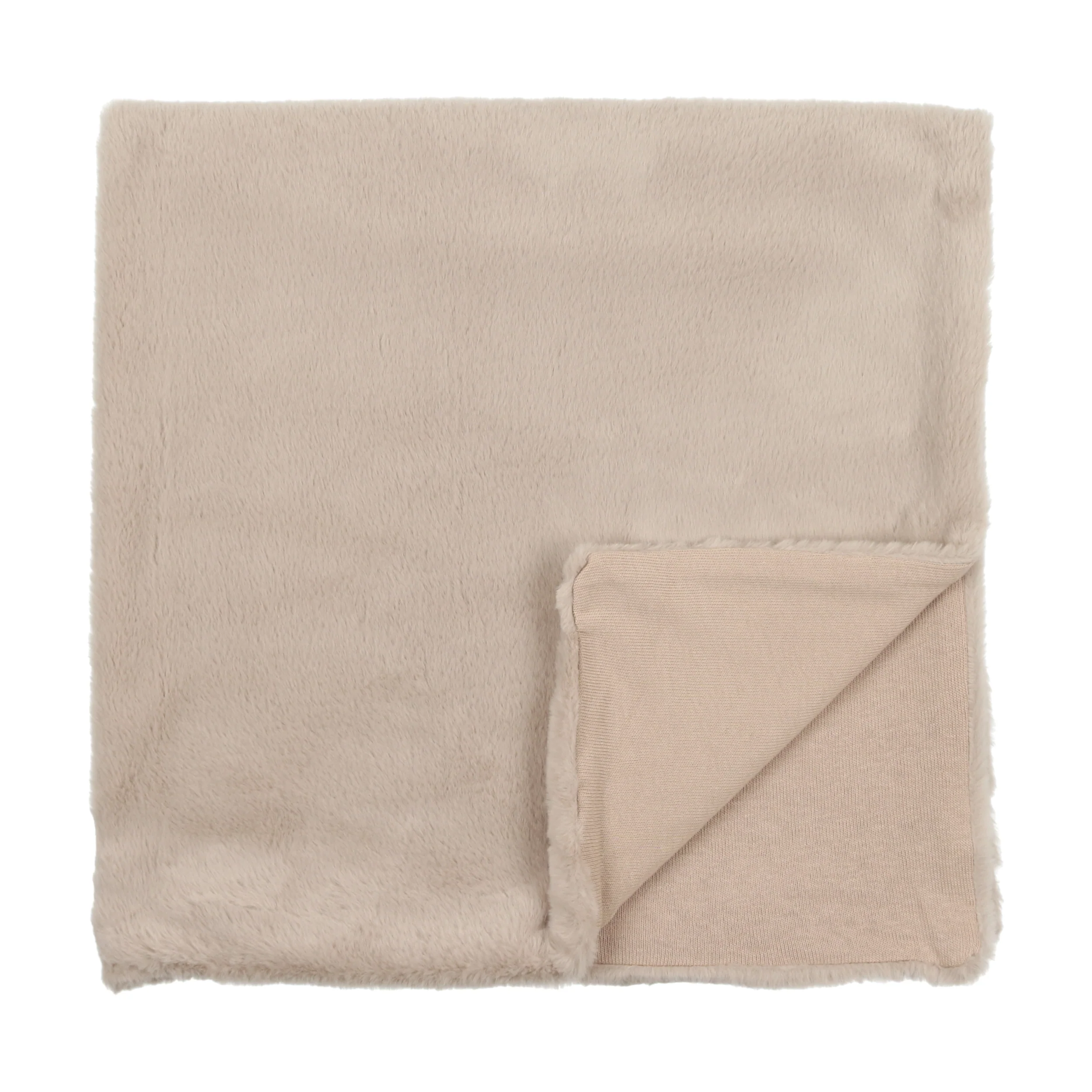 Mema Knits Fur Marrow Edge Blanket - Oatmeal