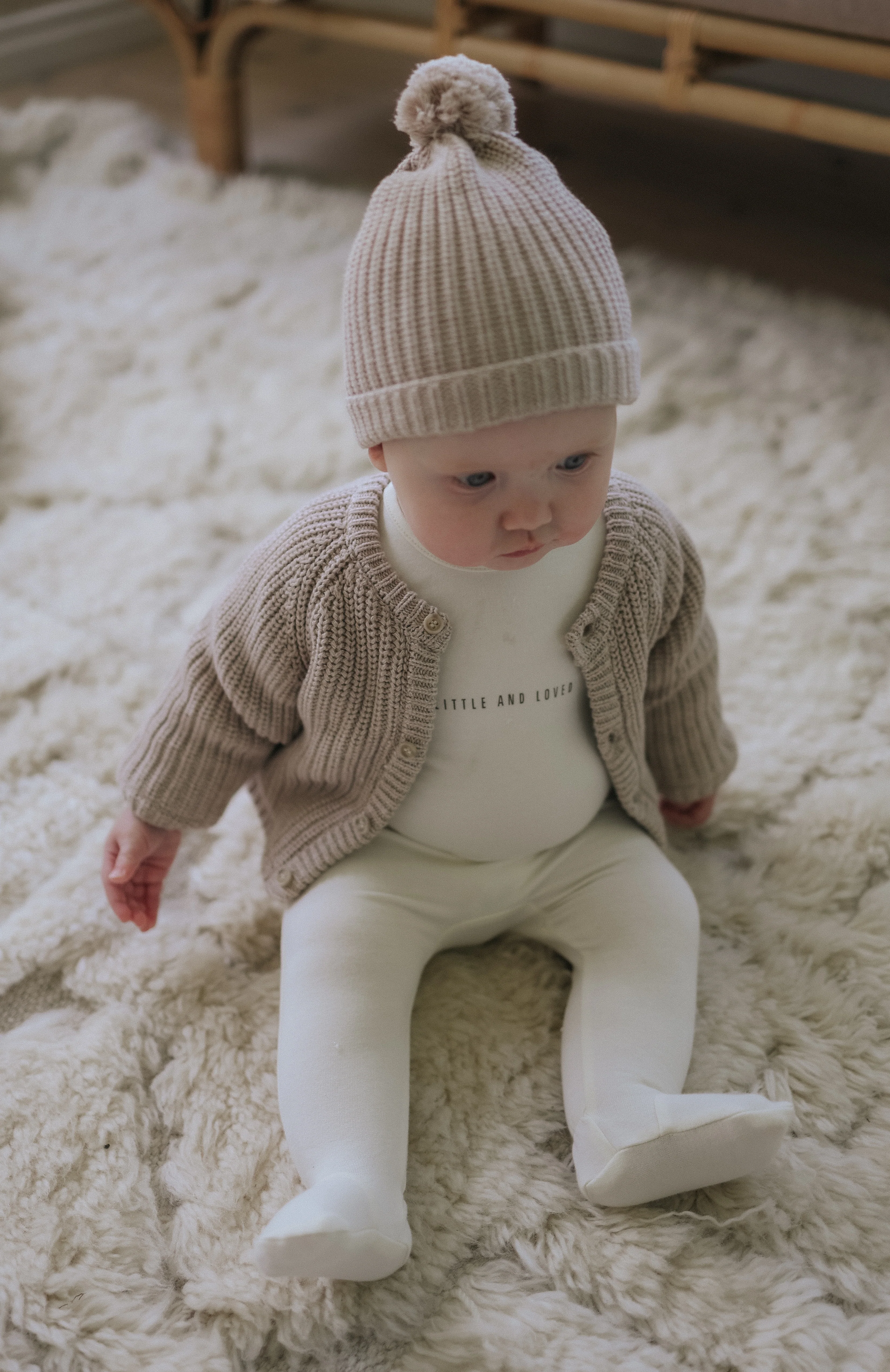 Mema Knits Knit Jacket + Pompom Hat - Oatmeal - Image 2