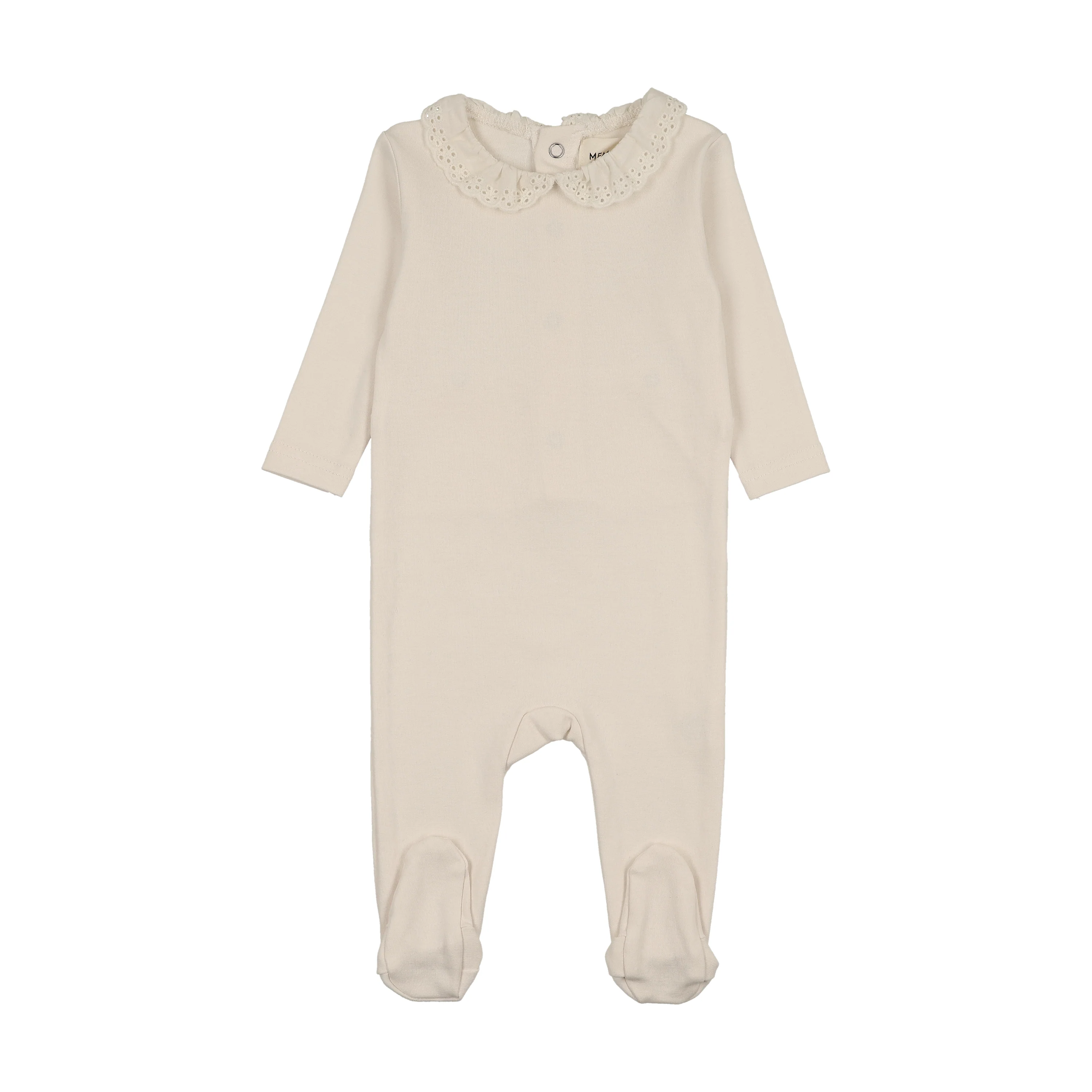 Mema Knits Lace Collar Footie - Ivory