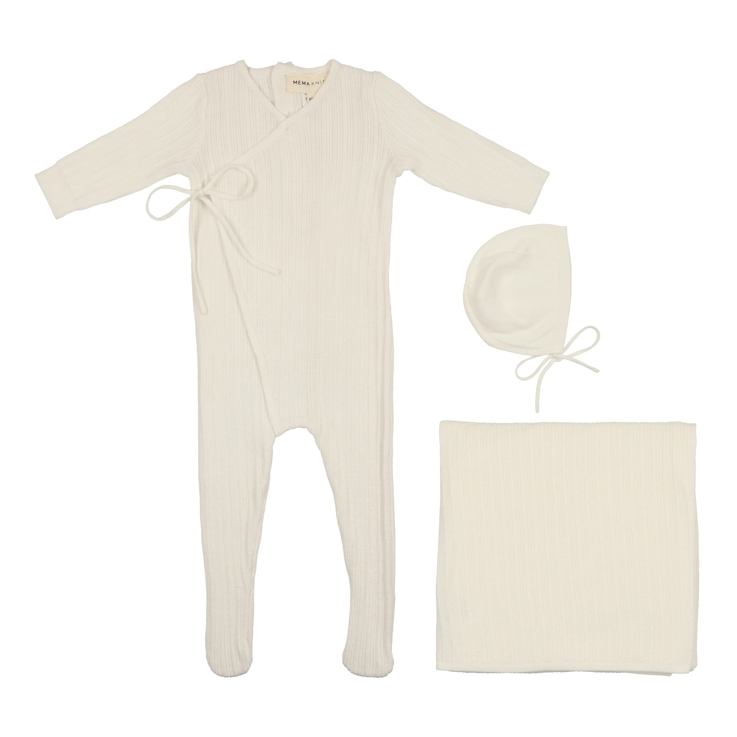 Mema Knits Mock Wrap 3PC Set - Winter White