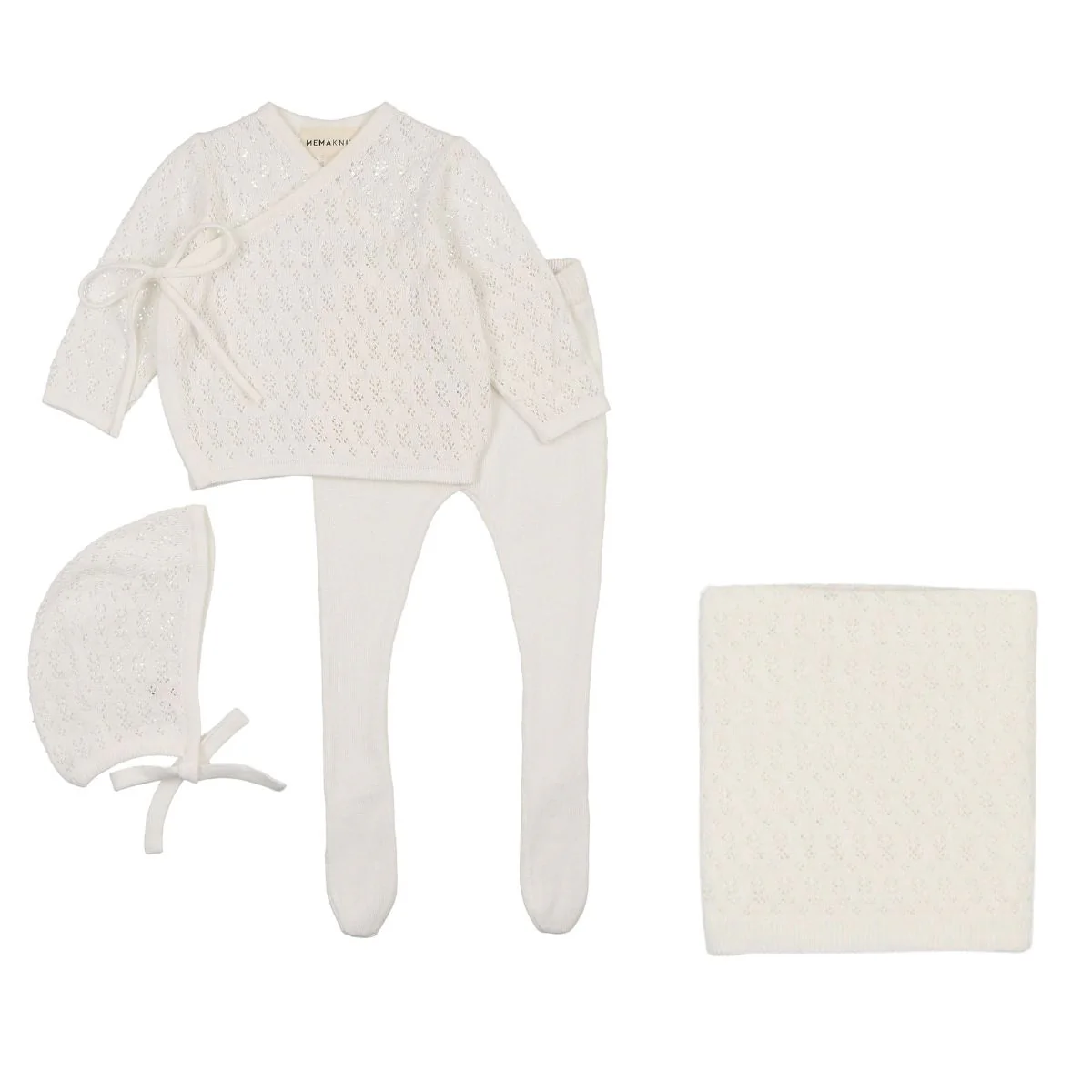Mema Knits Pointelle Layette Set - Winter White