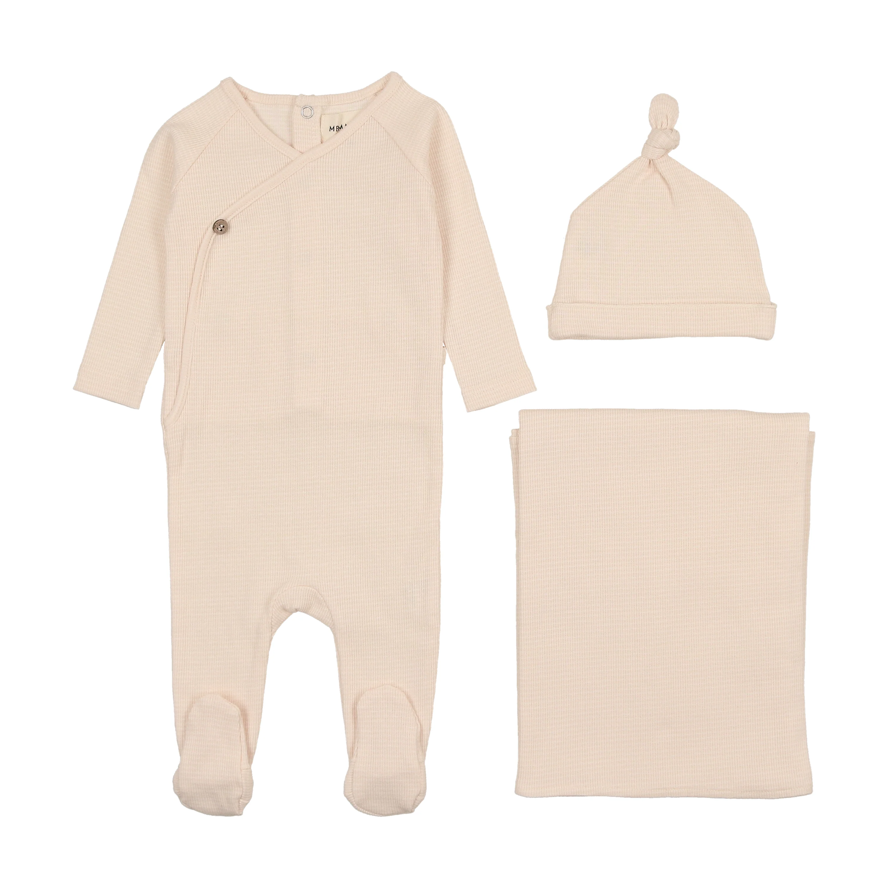 Mema Knits Thin Striped 3PC Set - Peach Dust