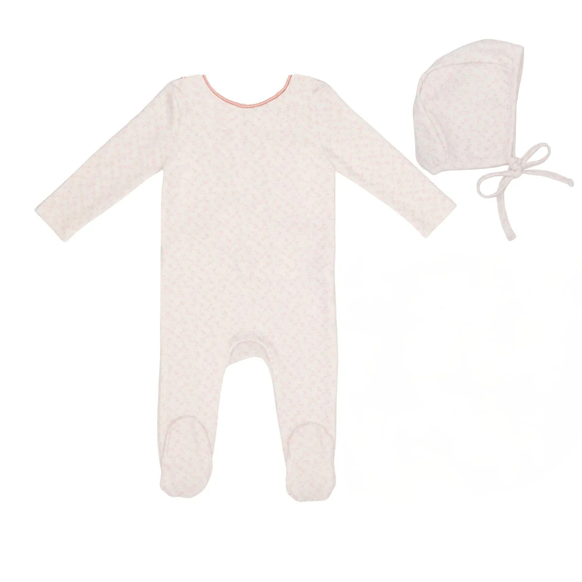 Mini Label Girls All Over Floral Print Footie And Hat