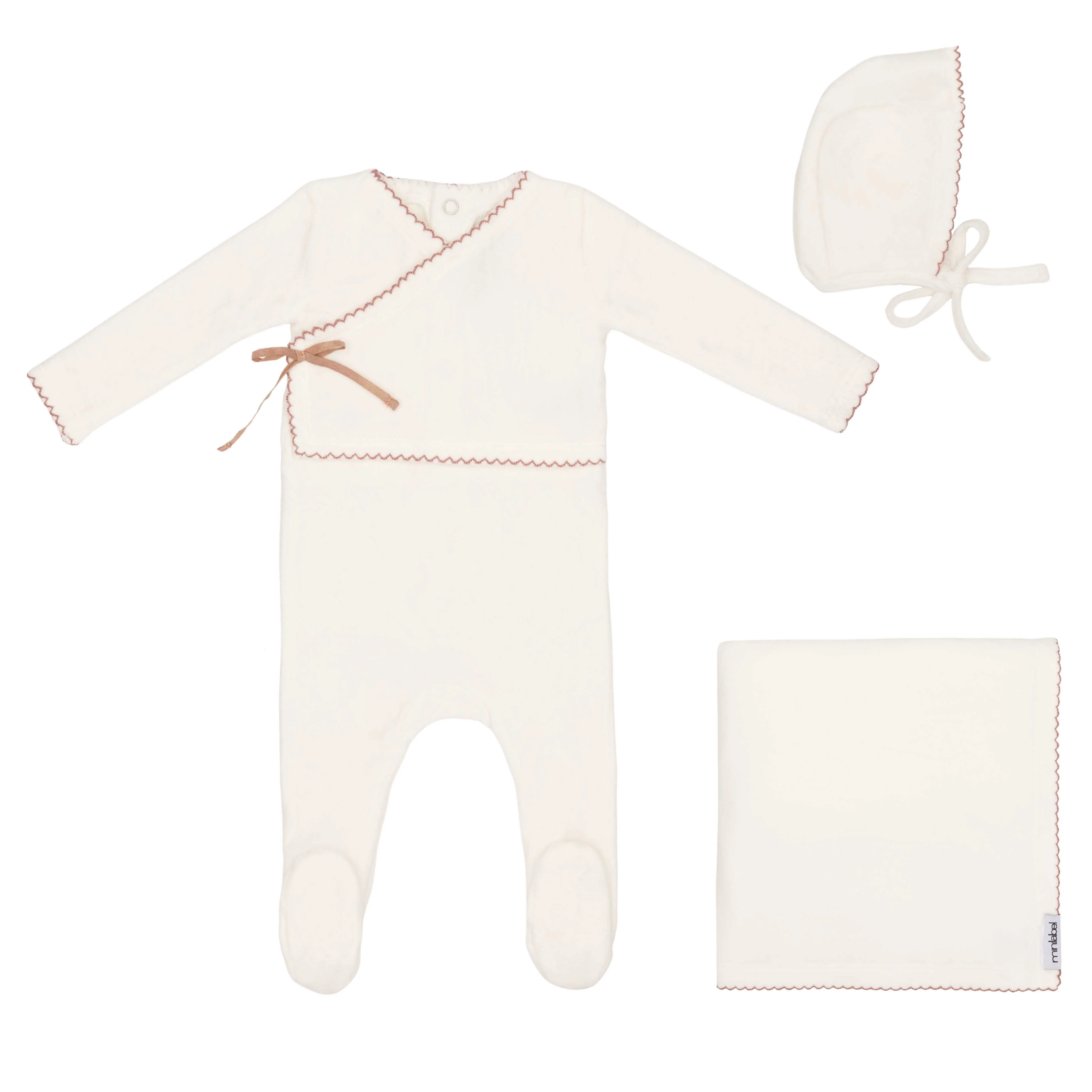 Mini Label Girls Classic Velour Kimono Layette Set