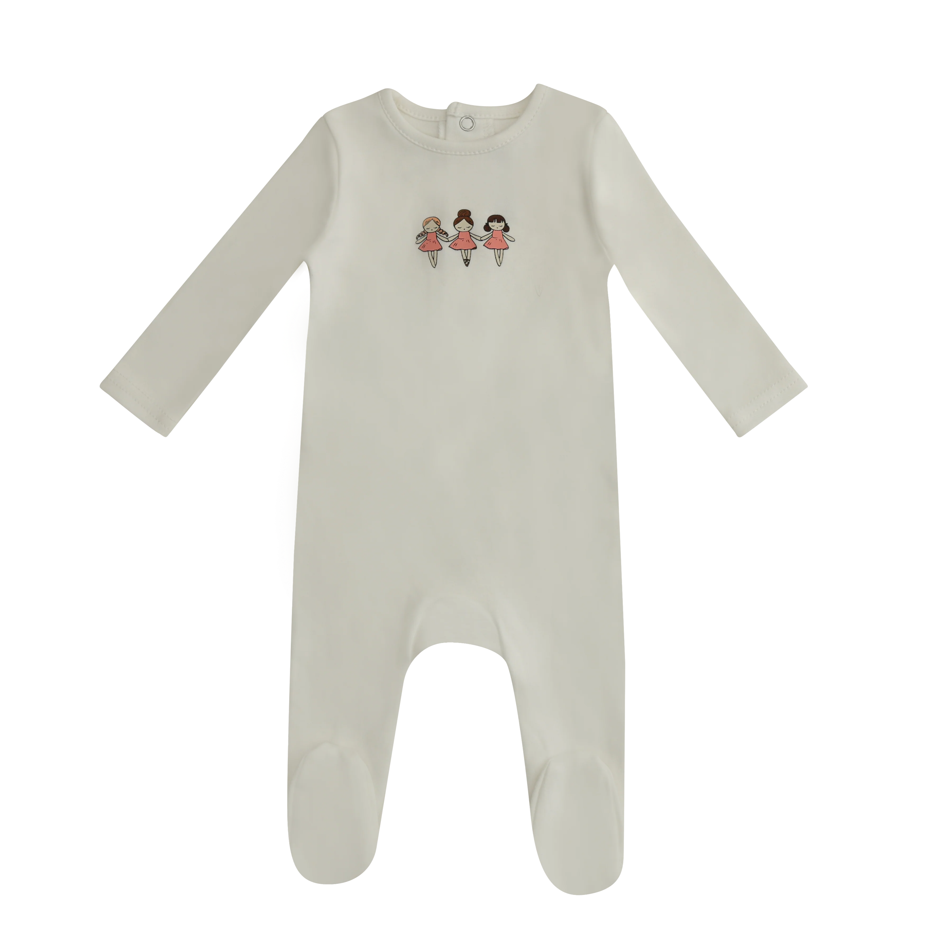 Mini Label Girls Dancing Dolls Footie - White
