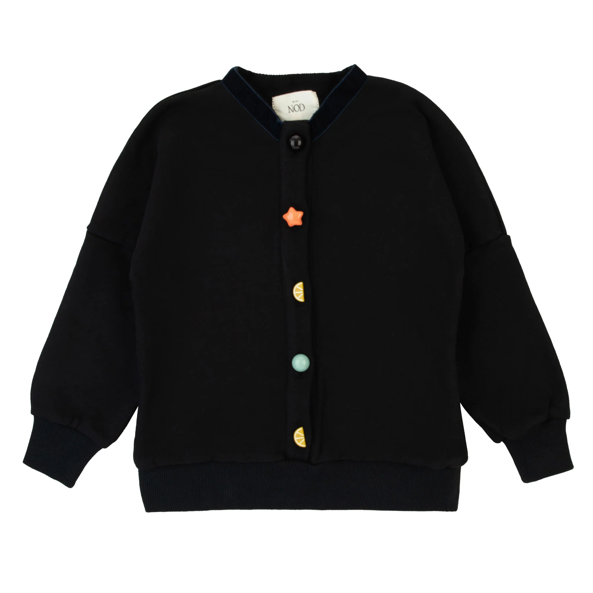 Mini Nod Scattered Button Sweatshirt - Black