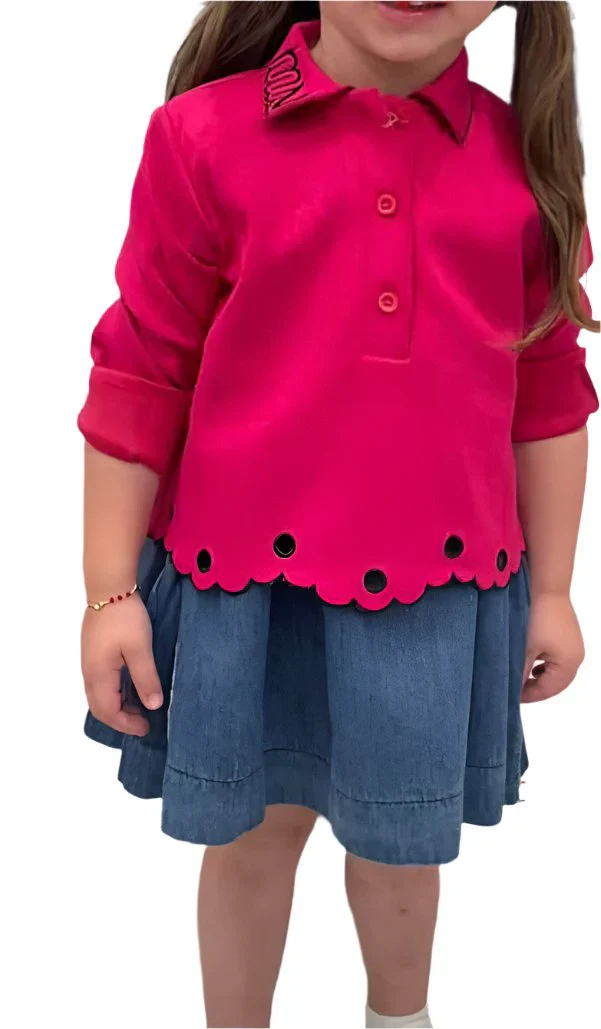 Mini Nod Scuba Cropped Girls Top - Fuschia