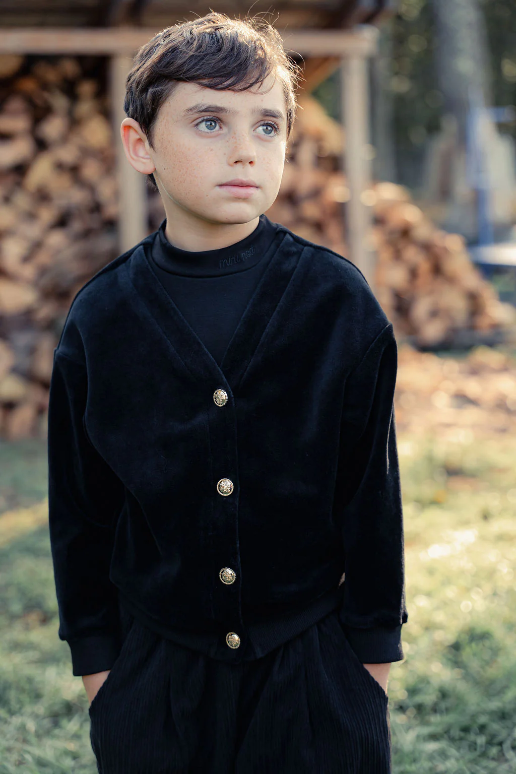Mini Nod Velour Boys Sweater - Black - Image 2