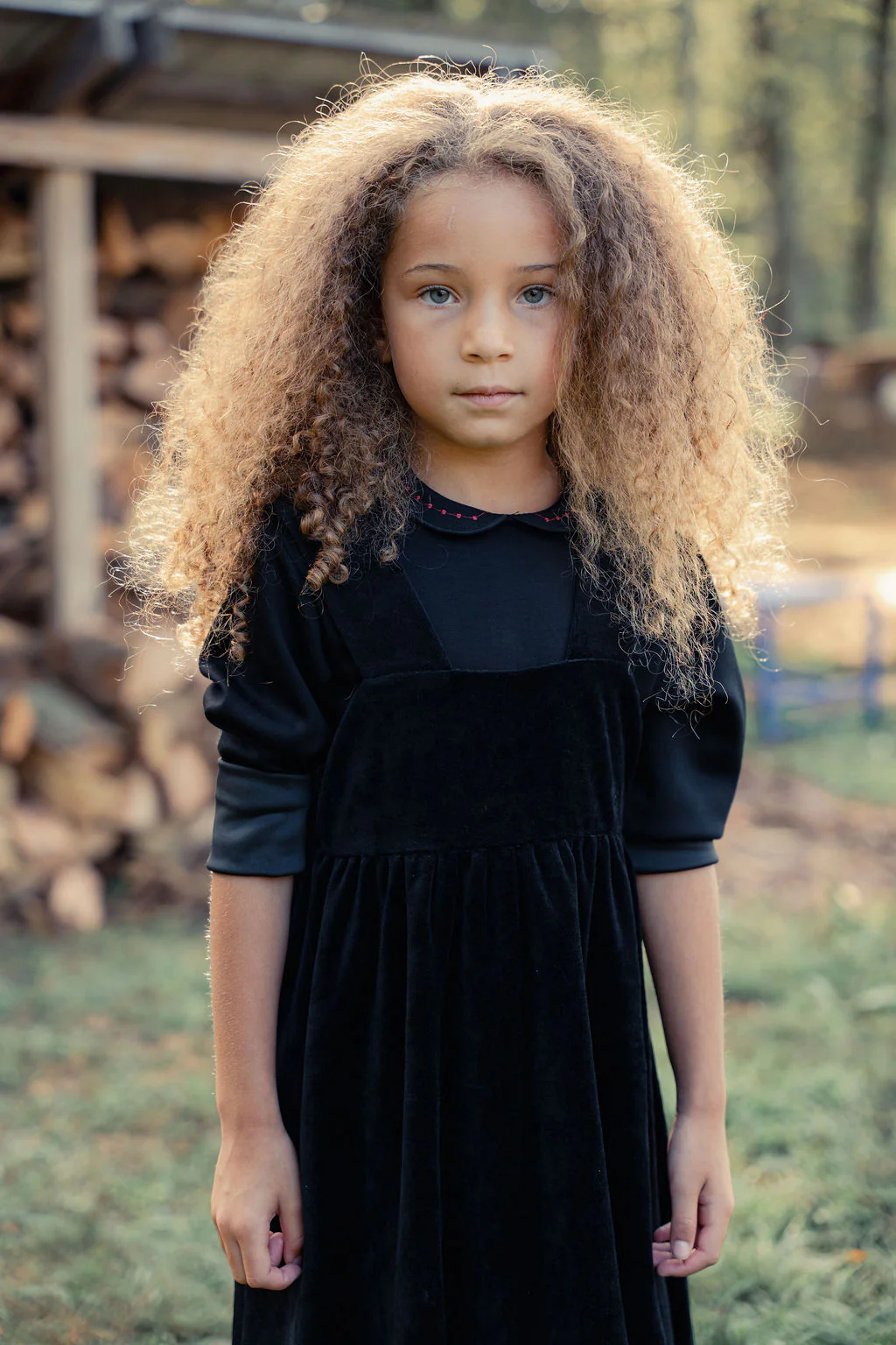 Mini Nod Velour Jumper with Model collared top - Black/Red - Image 2