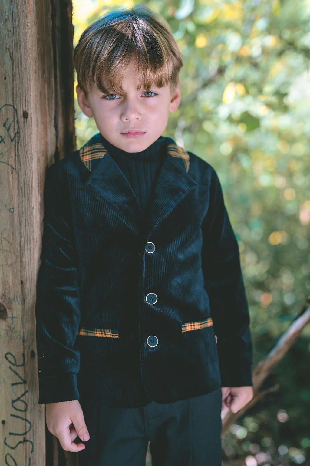Mini Nod Velvet Boy Suit - Black/Yellow
