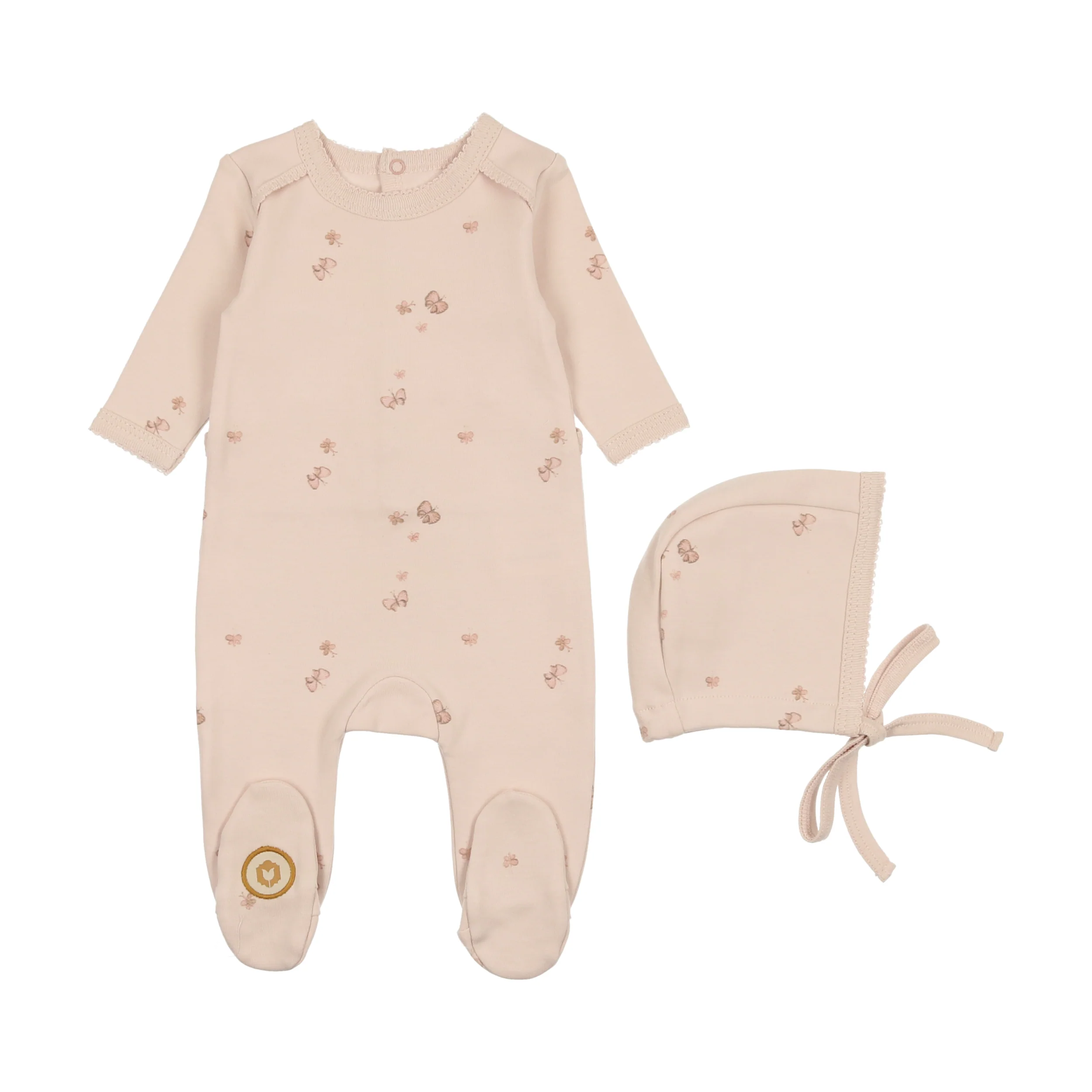Mon Tresor Butterfly Bliss Footie & Bonnet - Barely Pink