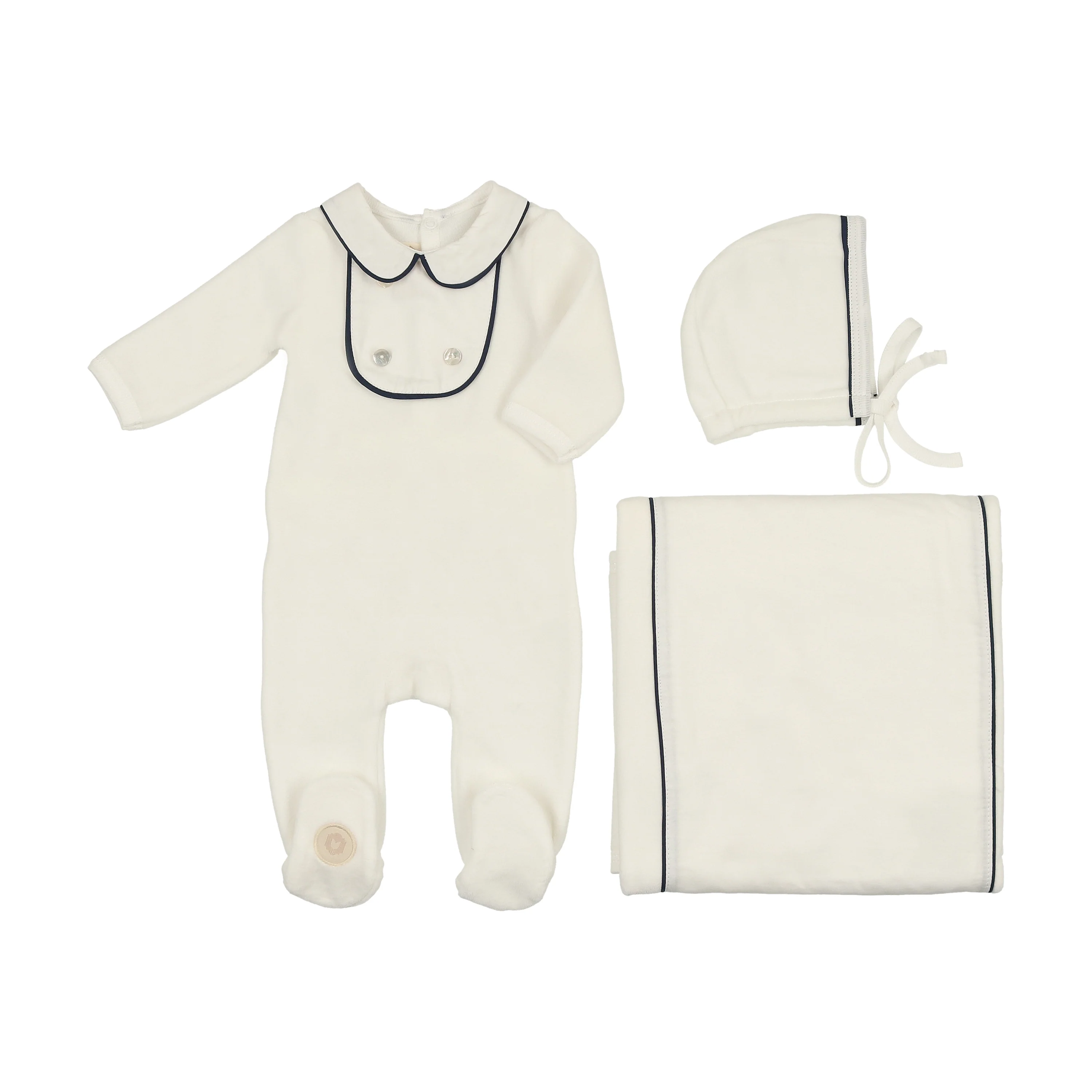 Mon Tresor Double Button Boys Layette Set - Ivory & Navy