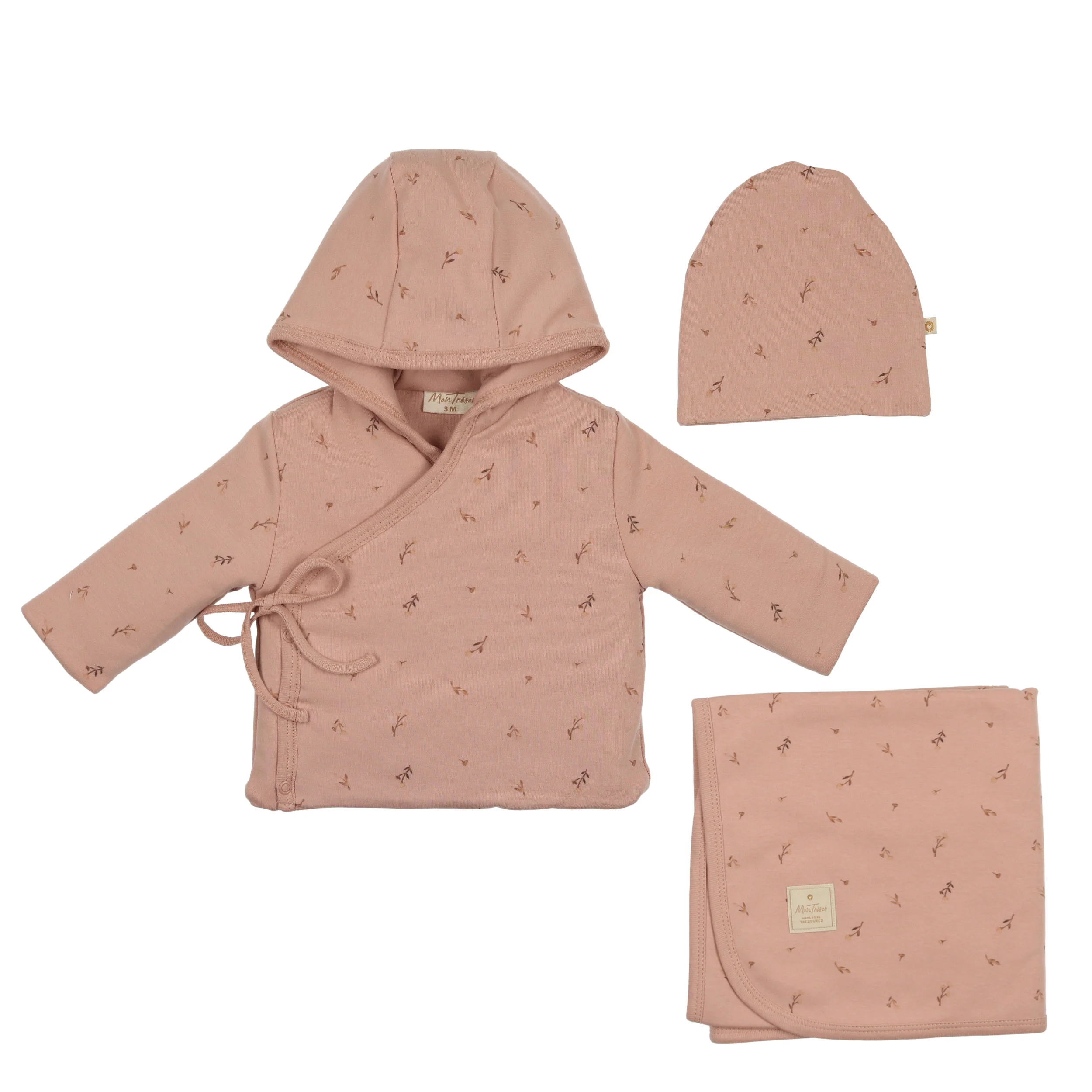 Mon Tresor Nature's Print Jacket 3 pc - - Misty Rose