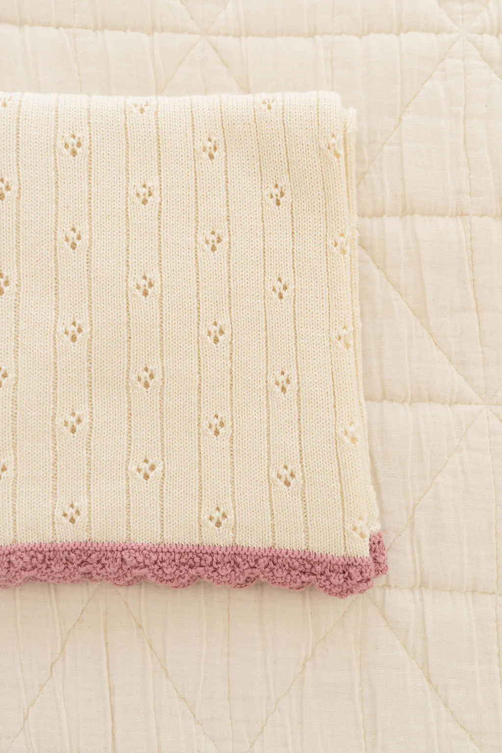 New Grain Knit Pointelle Blanket - Ballet - Image 2