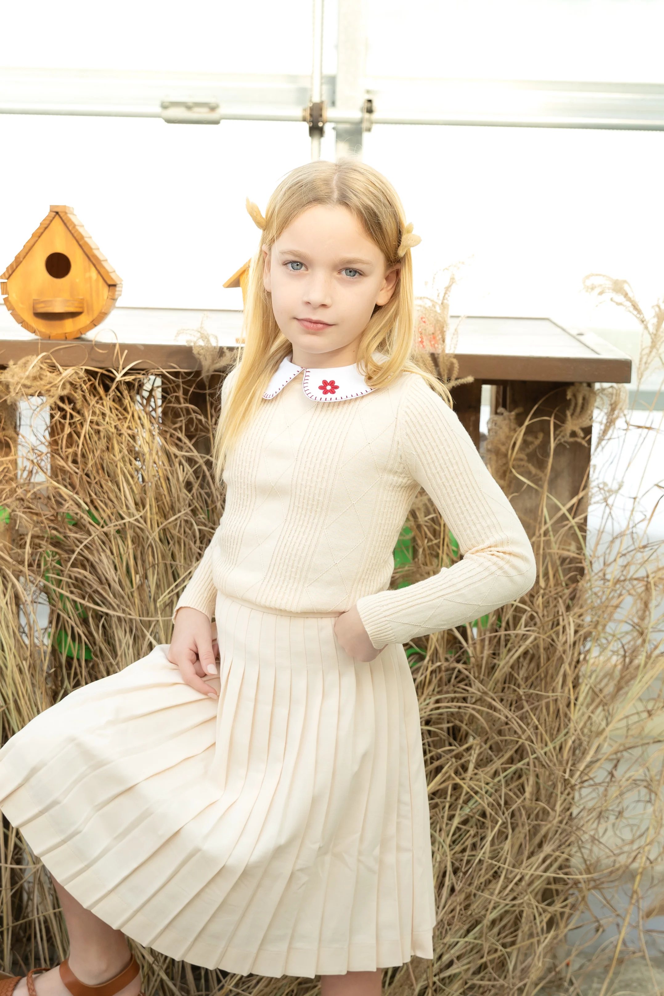 Nou Nelle Peach Knit Sweater And Skirt Set - Image 3